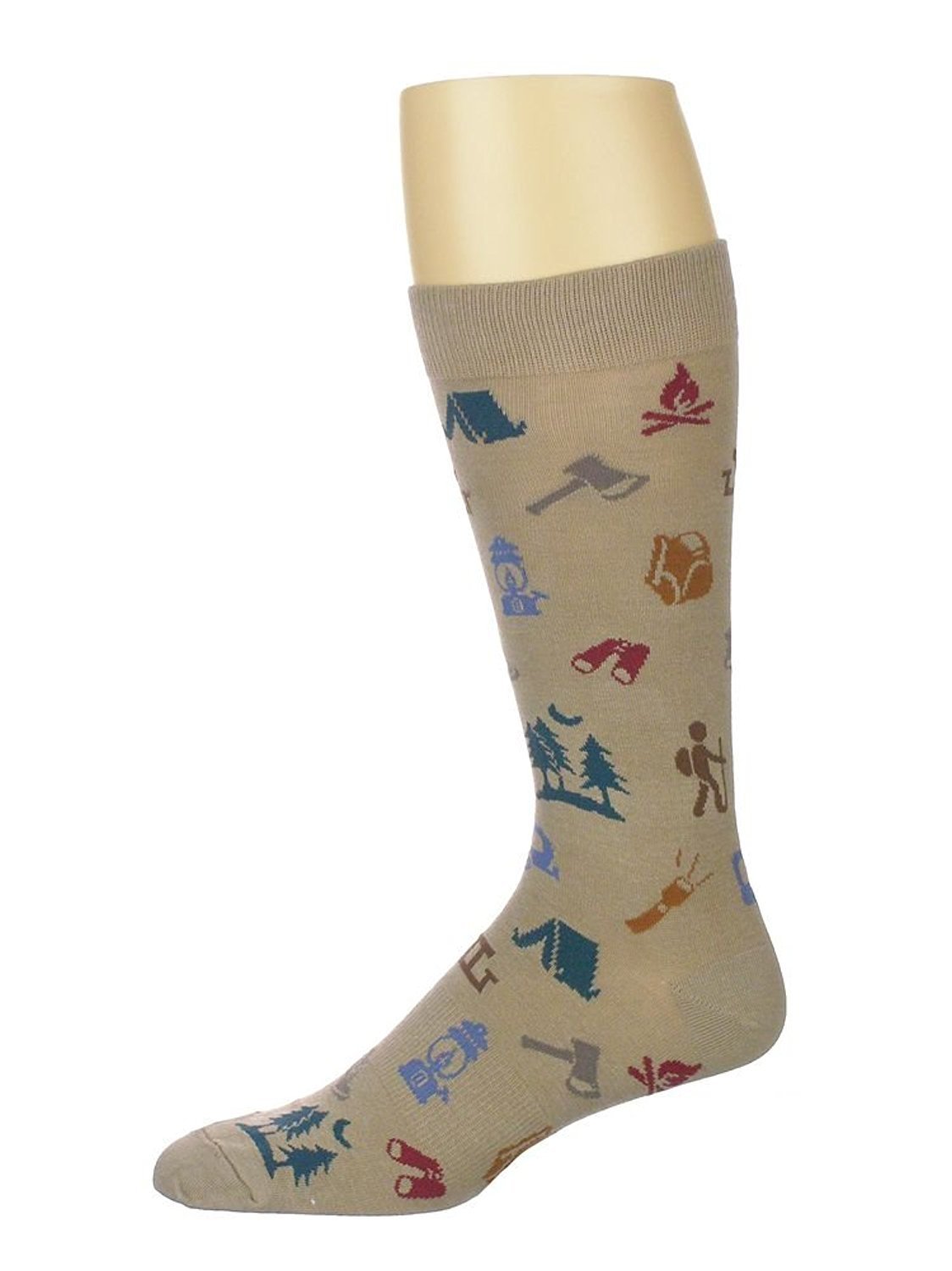 Men's Casual Fun Novelty Cotton Blend Camping Theme Crew Socks - Comfortable Outdoor Hiking Socks for Camping, Backpacking & Adventure Travel
