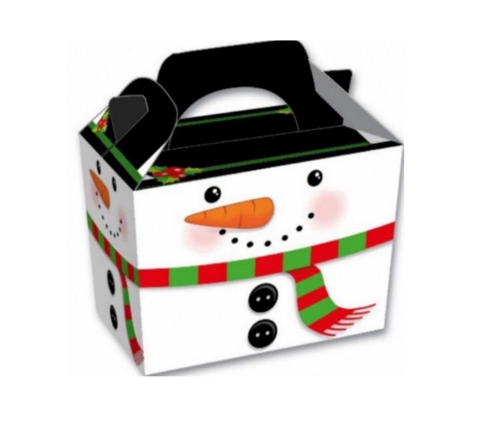 MustBeBonkers Kids Christmas Party Food Boxes - Snowman Themed (10 Pack) for Holiday Celebrations & Classroom Treats