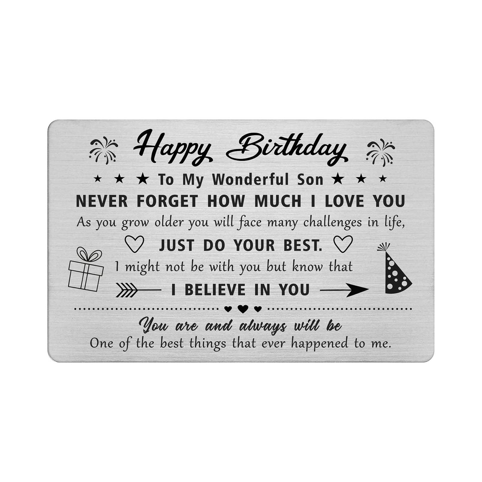 Personalized Engraved Metal Wallet Card - Unique Son Birthday Gift for Men | Perfect for Father's Day, Graduation & Special Occasions