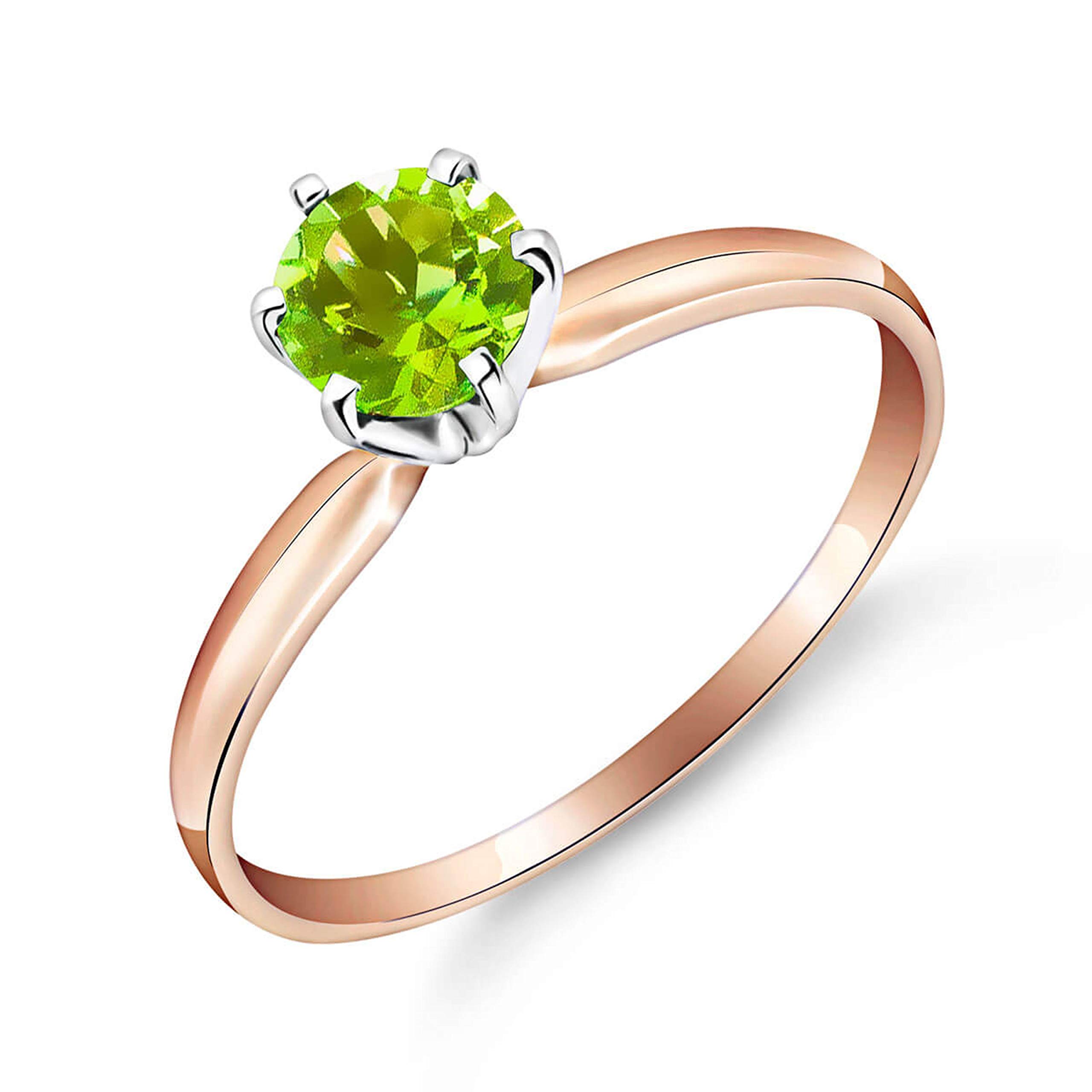 14K Solid Rose Gold Solitaire Ring with 0.65 Carat Natural Peridot Gemstone - Elegant Dainty Jewelry for Women, Perfect for Engagement, Anniversary & Special Occasions