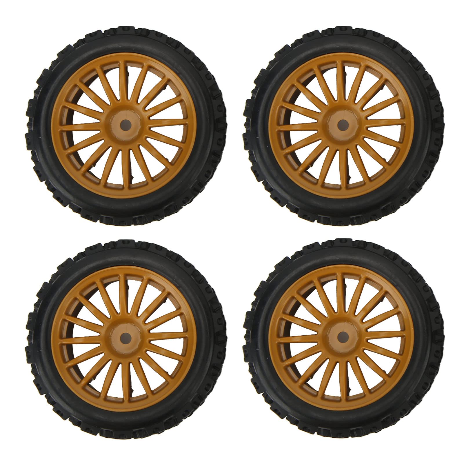 Alomejor 4pcs 1:10 Scale RC Car Tires - 12mm Hex Brown Drift Wheels with Plastic Rubber for Crawler Trucks | Durable Off-Road & Drifting Performance | Perfect for RC Racing, Crawling & Backyard Adventures