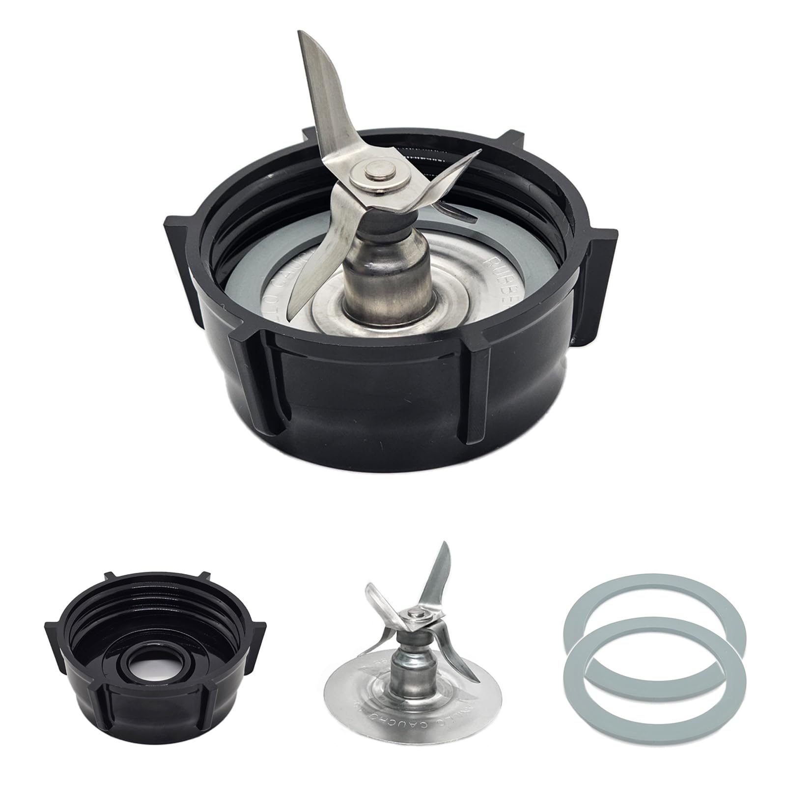 Oster Blender Replacement Parts Kit - Ice Crushing Blade, Jar Base Cap & 2 Rubber O-Ring Seal Gaskets - Perfect for Smoothies, Shakes & Frozen Drinks