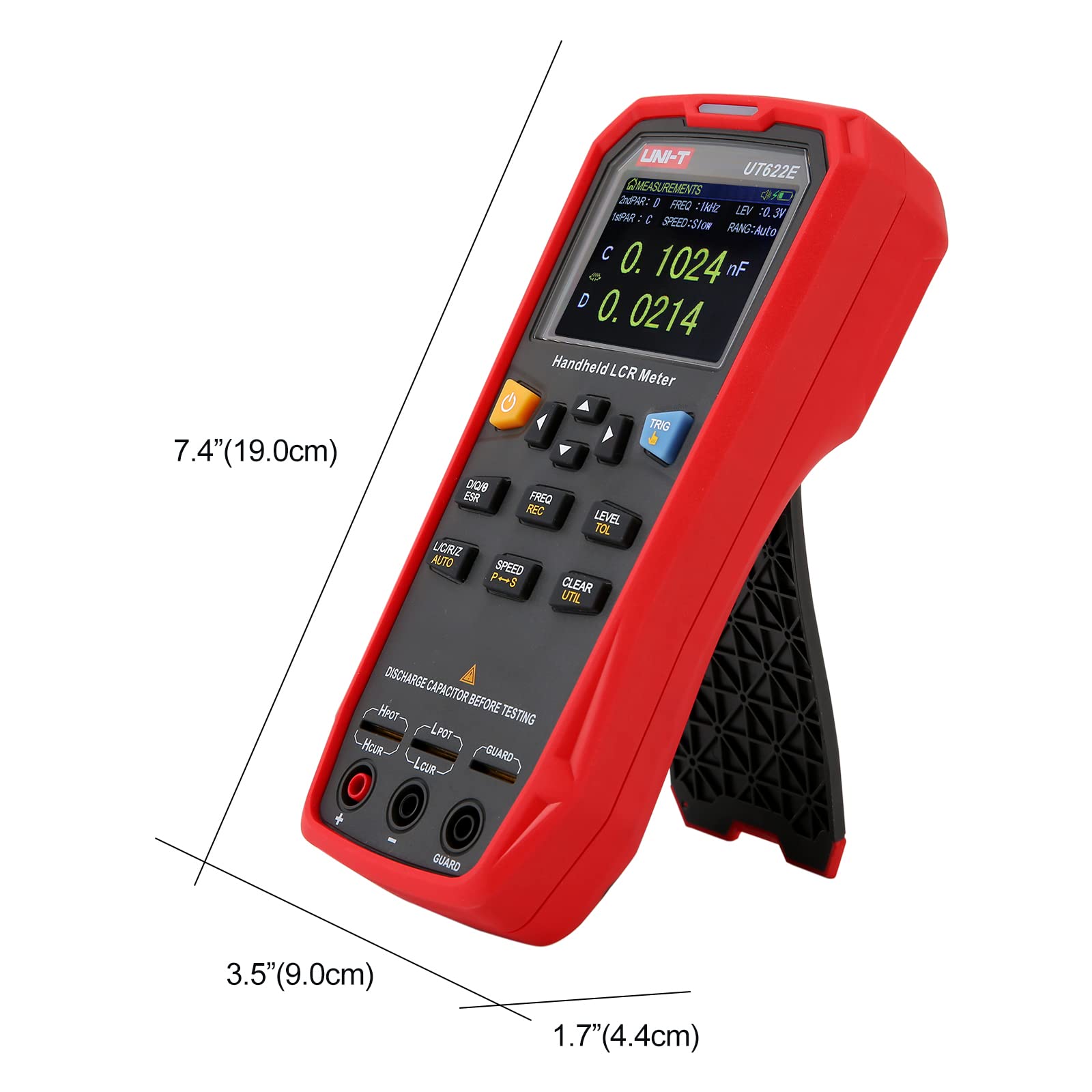 UNI-T UT622E Handheld Digital LCR Meter - High Precision Inductance Capacitance Resistance Tester with Backlight & Data Hold | Professional ESR, Ohm & Frequency Measurement for Industrial Components & Capacitor Testing | Ideal for Electronics Repair, Lab Testing & Quality Control
