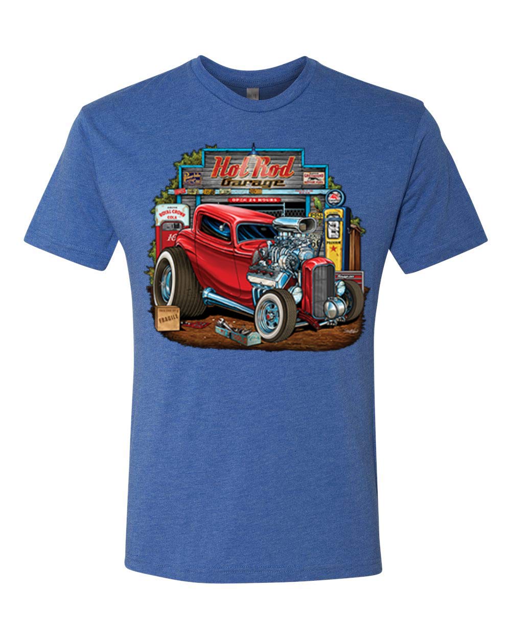 Vintage Hot Rod Old Garage Cars and Trucks Men's Premium Tri-Blend T-Shirt - Comfortable Retro Tee for Car Enthusiasts, Casual Wear & Gift Ideas
