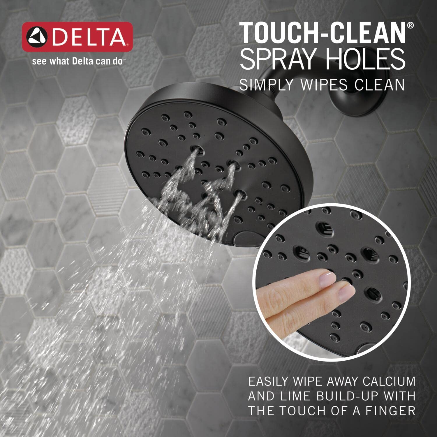 Delta Faucet Galeon Matte Black Shower System - Dual Function Shower Faucet Set with H2Okinetic Technology, Black Shower Head & Trim Kit T17272-BL (Valve Sold Separately) - Perfect for Modern Bathroom Renovations & Spa-Like Shower Experience