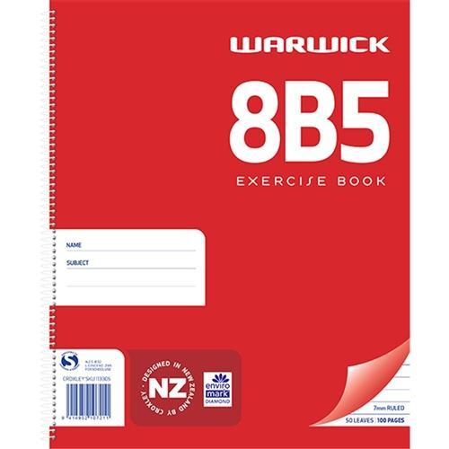 8B5 Warwick Spiral Exercise Notebook - 80 Sheets College Ruled Paper for School, Office & Journaling - Durable Wirebound Notebook for Students & Professionals
