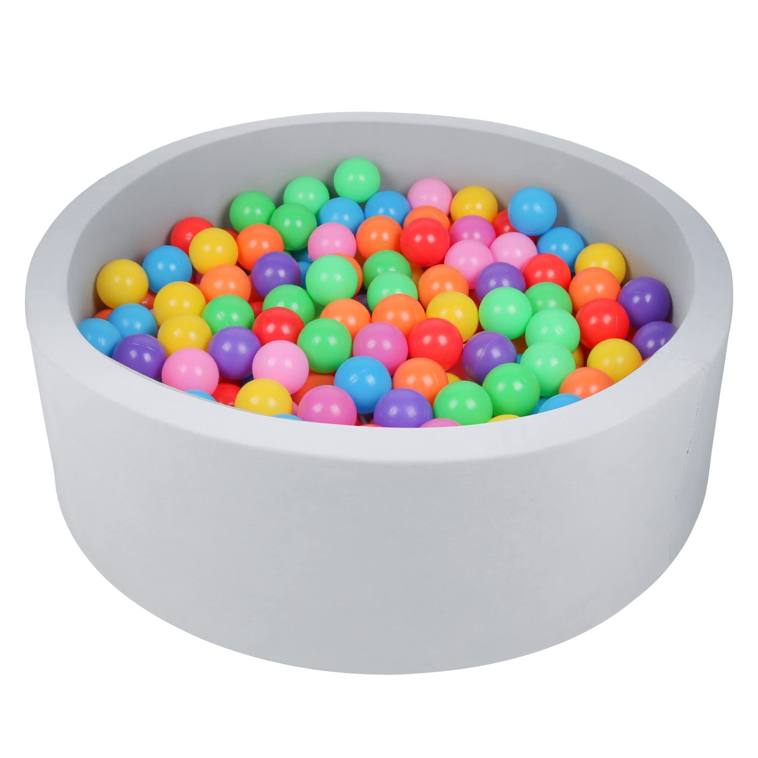 TRENDBOX Soft Foam Ball Pit with 200 Balls (2.75 inch) - 35.4 x 11.8 Inch Sponge Round Ball Pool for Toddlers, Kids & Babies - Safe Indoor Playpen for Daycare, Birthday Parties & Sensory Play