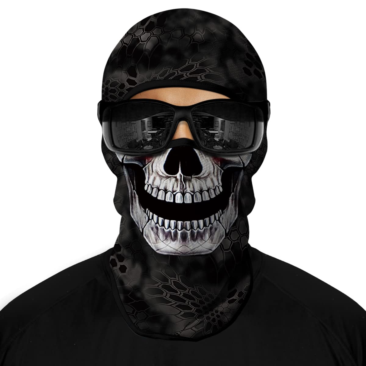 3D Skull Full Face Balaclava Mask - UV Sun Protection for Motorcycle, Ski, Cycling & Fishing - Winter Sports & Outdoor Activities Gear for Men