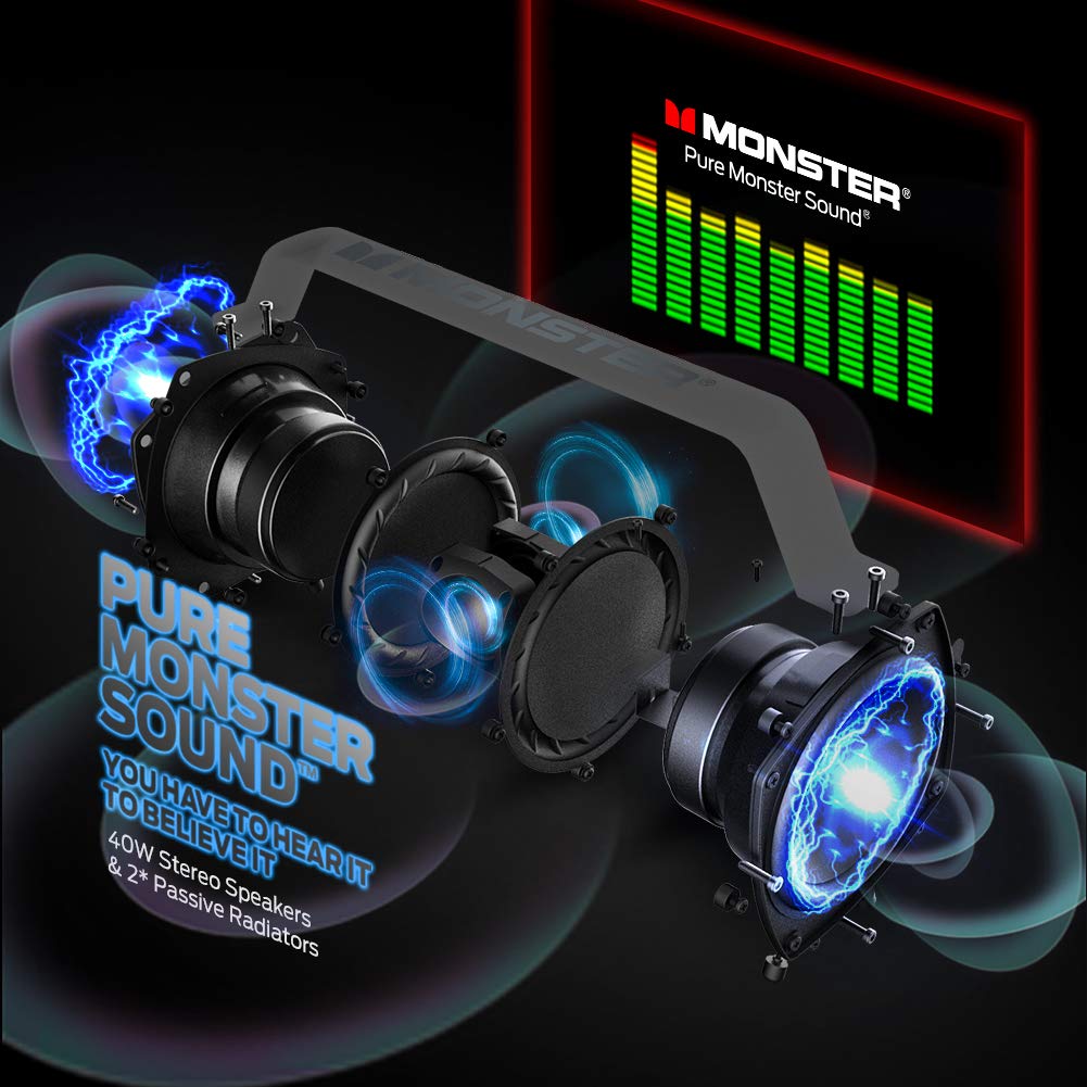 Monster Adventurer Force IPX7 Waterproof Bluetooth Speaker 5.0 - 80W Portable Wireless Speaker with Microphone for Karaoke, 40H Playtime, Bass Boost - Perfect for Outdoor Adventures, Beach Parties & Indoor Gatherings (Black)