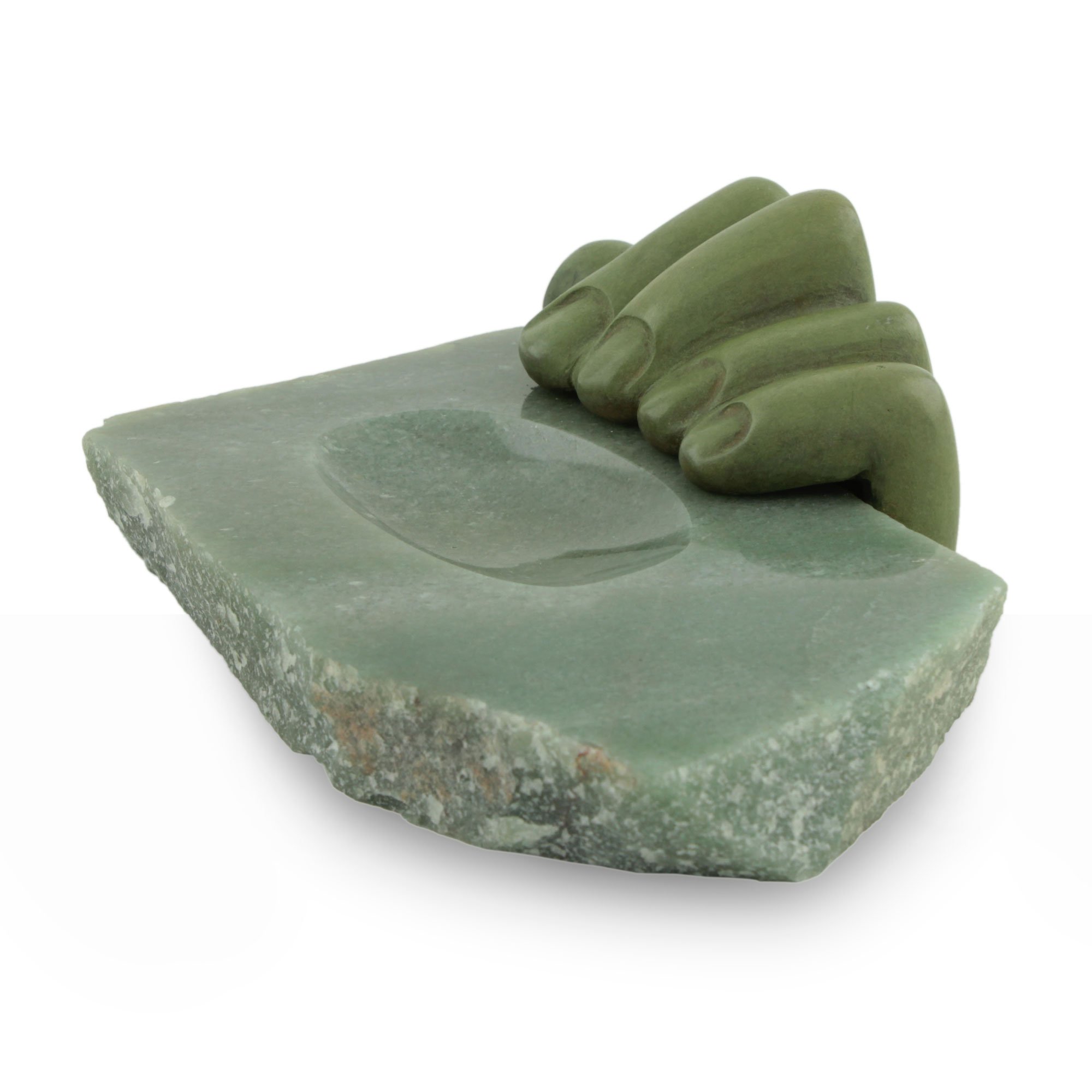 NOVICA Left Hand Quartz Bronze and Green Quartz Sculpture - Handcrafted Artisan Home Decor for Living Room, Office & Gift Giving
