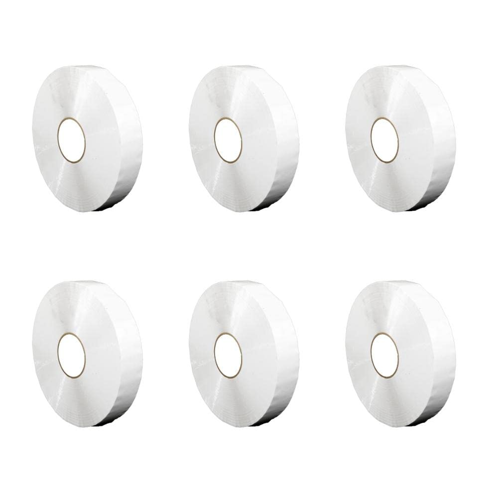 PSBM White Packing Tape for Machine Dispensers - 2 Inch x 1000 Yards, 6 Pack - Colored Packaging Tape for Electronic Tape Dispenser Refill - Commercial & Industrial Shipping Supplies - Perfect for Warehouse, Office, and E-commerce Packaging