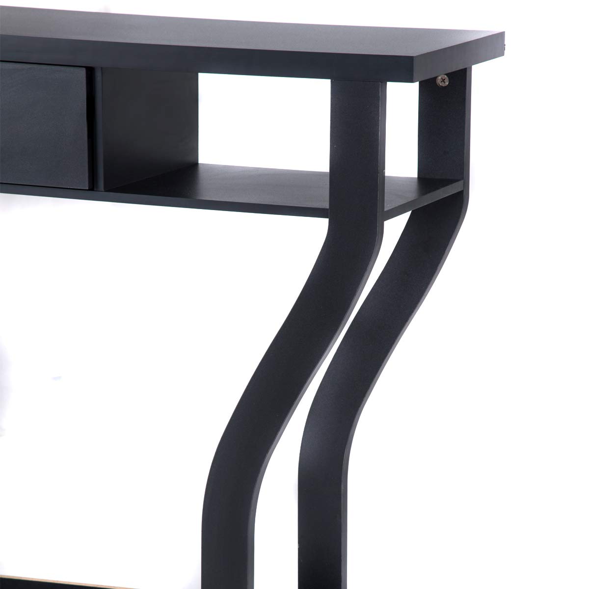 Giantex Narrow Console Table with Storage Drawer & Shelf - Entryway Hall Table, Sofa Side Table for Small Spaces - Black Home Office & Living Room Furniture for Modern Decor