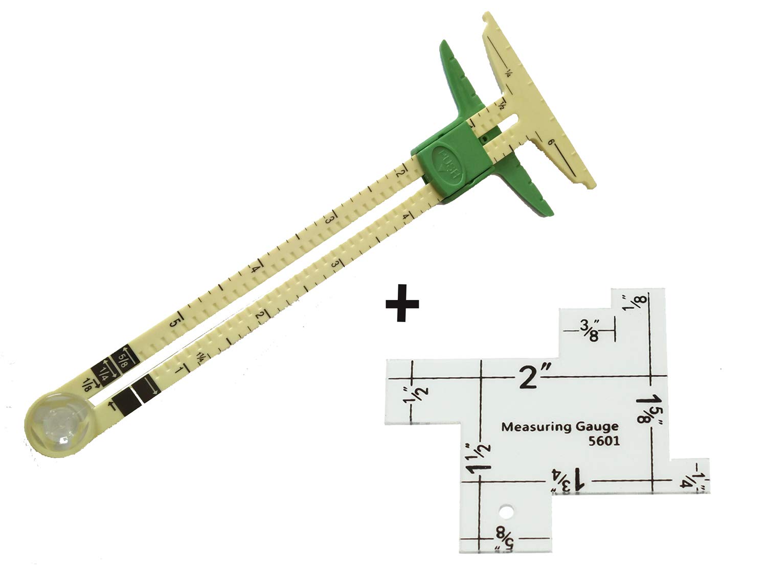 HONEYSEW 5-in-1 Sliding Gauge Measuring Sewing Ruler Tool - Multi-Functional Quilting, Crafting & Dressmaking Ruler with Free Measuring Gauge - Perfect for DIY Sewing Projects, Quilting & Fabric Measuring