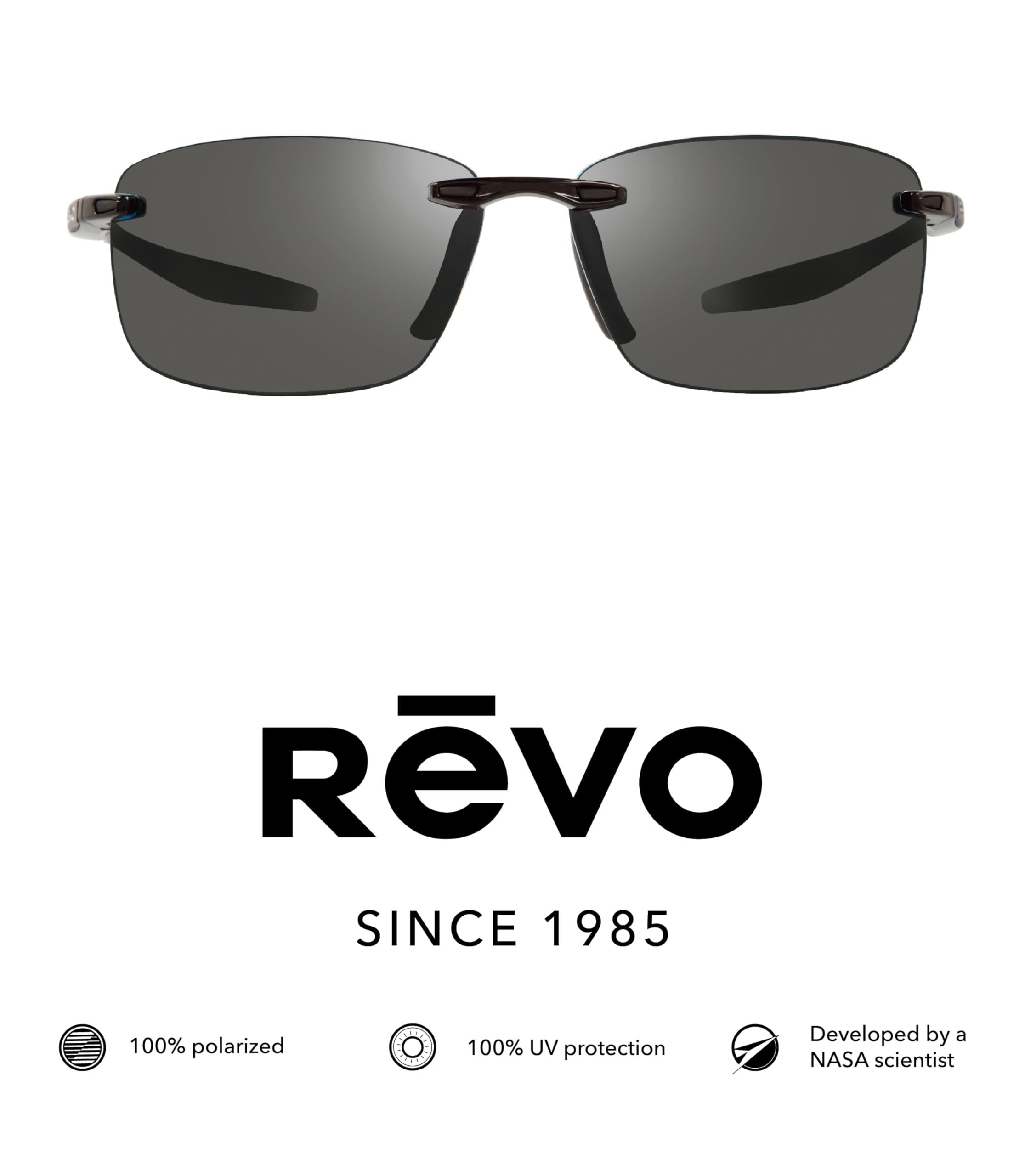 Revo Sunglasses Descend N - Polarized Rimless Rectangular Frame Sunglasses for Men & Women | UV Protection, Lightweight & Stylish | Perfect for Driving, Running & Outdoor Activities