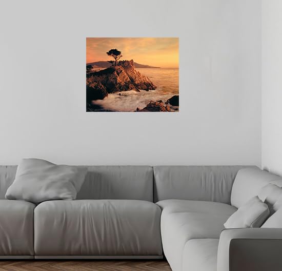 Ocean Scenery Art Print - Lone Cypress Tree at Pebble Beach Wall Decor Poster (16x20) - Perfect for Coastal Home Decor, Beach House Living Room & Office Wall Art
