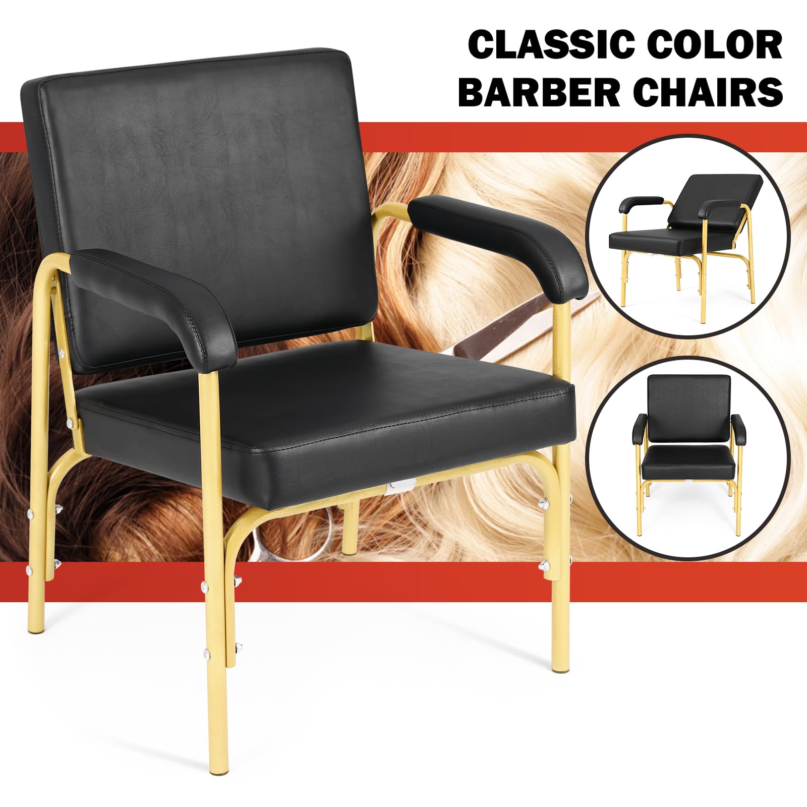 Premium Reclining Shampoo Chair for Salon & Spa - Professional Barber Stylist Chair with Auto Recline - Gold Beauty Equipment for Hair Washing, Styling & Relaxation - Perfect for Salons, Barbershops & Home Use