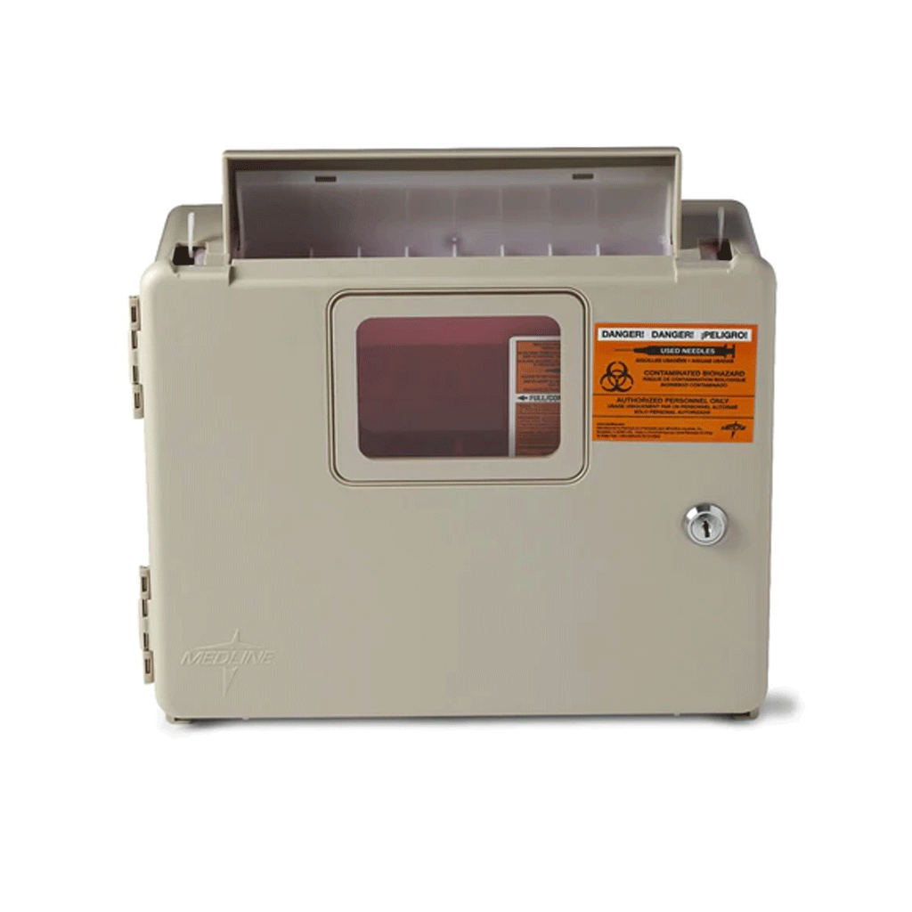 5QT Locking Wall Cabinet for Sharps Container - Secure Medical Waste Storage for Clinics, Hospitals & Home Use