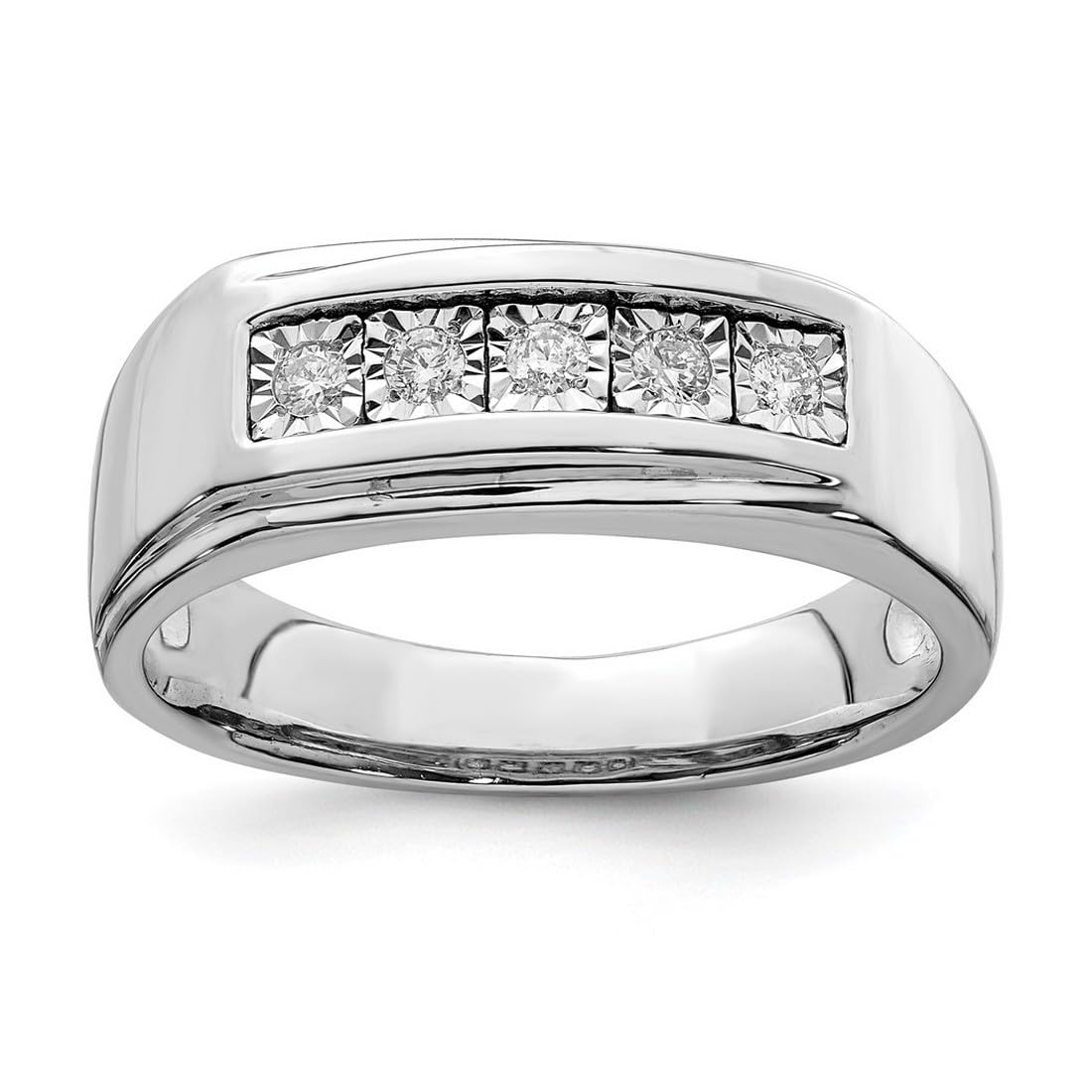 925 Sterling Silver Men's Polished Diamond Ring - Elegant Wedding Band, Anniversary Gift for Him - Perfect for Engagements, Proposals & Special Occasions