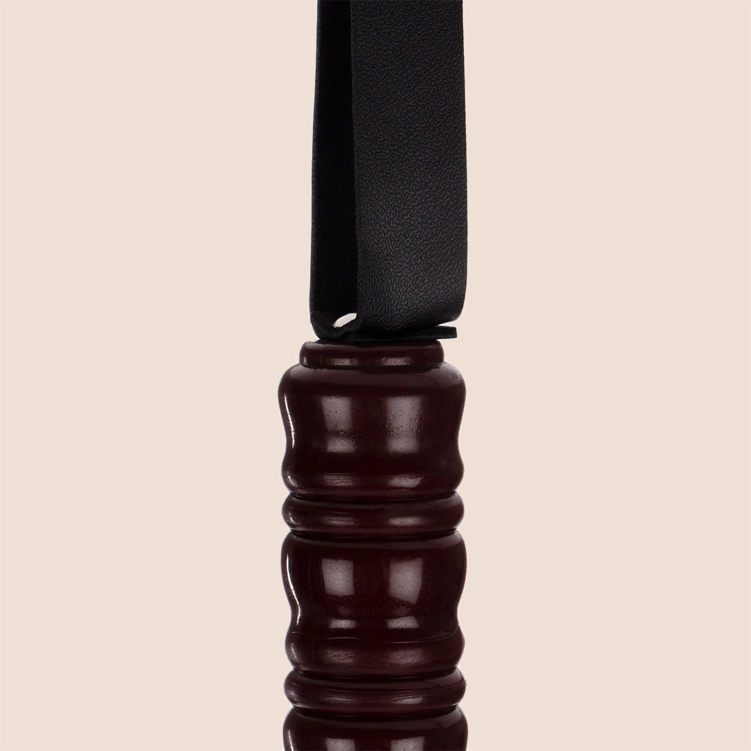 Sex & Mischief Mahogany Flogger with Wooden Handle - Premium BDSM Toy for Sensual Play & Spanking Scenes