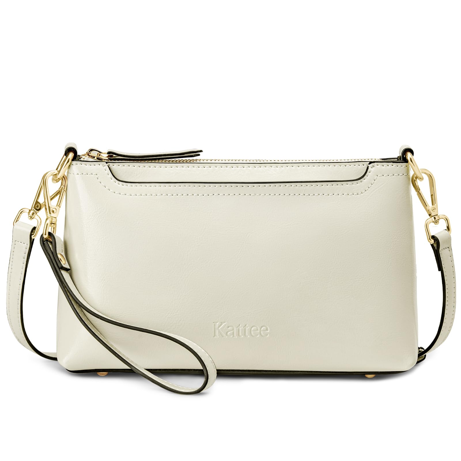 Kattee Women's Leather Crossbody Bag - Trendy Small Shoulder Purse with 2 Adjustable Straps, Handbag & Wristlet Wallet for Everyday Use, Work, Travel and Date Night