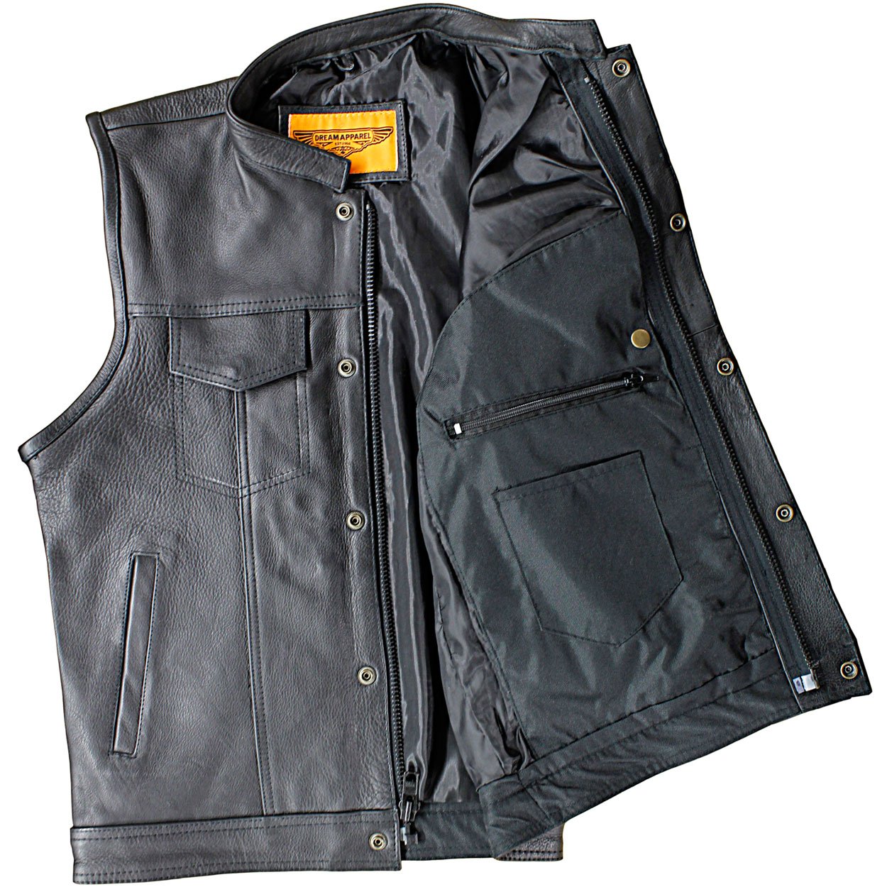 Anarchist Leather Motorcycle Vest for Men - Heavy Duty Biker Jacket with Front Zipper & Snap Buttons | Perfect for Motorcycle Clubs, Riding Gear & Biker Fashion