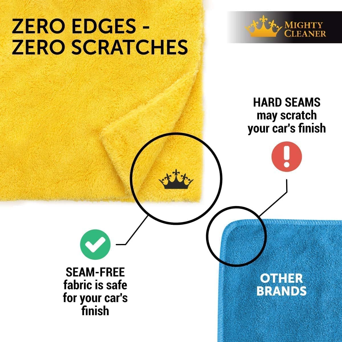 Premium Microfiber Cleaning Cloth for Cars (12”x12”) & Super Absorbent Car Chamois Towel (26