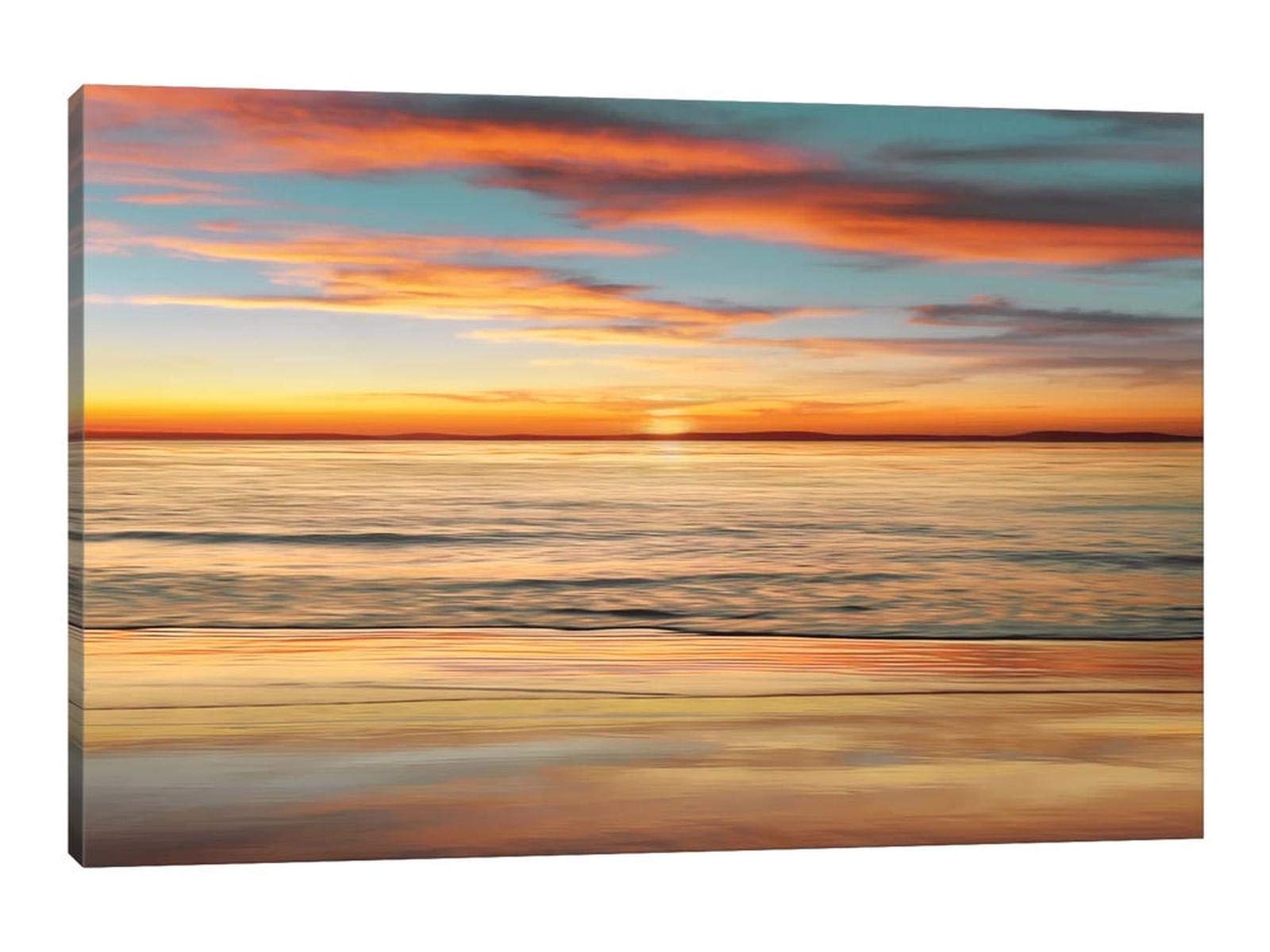 Ocean Wall Art Canvas Print - 32x48 Inch Beach Bathroom Decor, Sunset Seascape Pictures for Living Room & Home Wall Decoration | Perfect for Coastal, Nautical & Bathroom Themes
