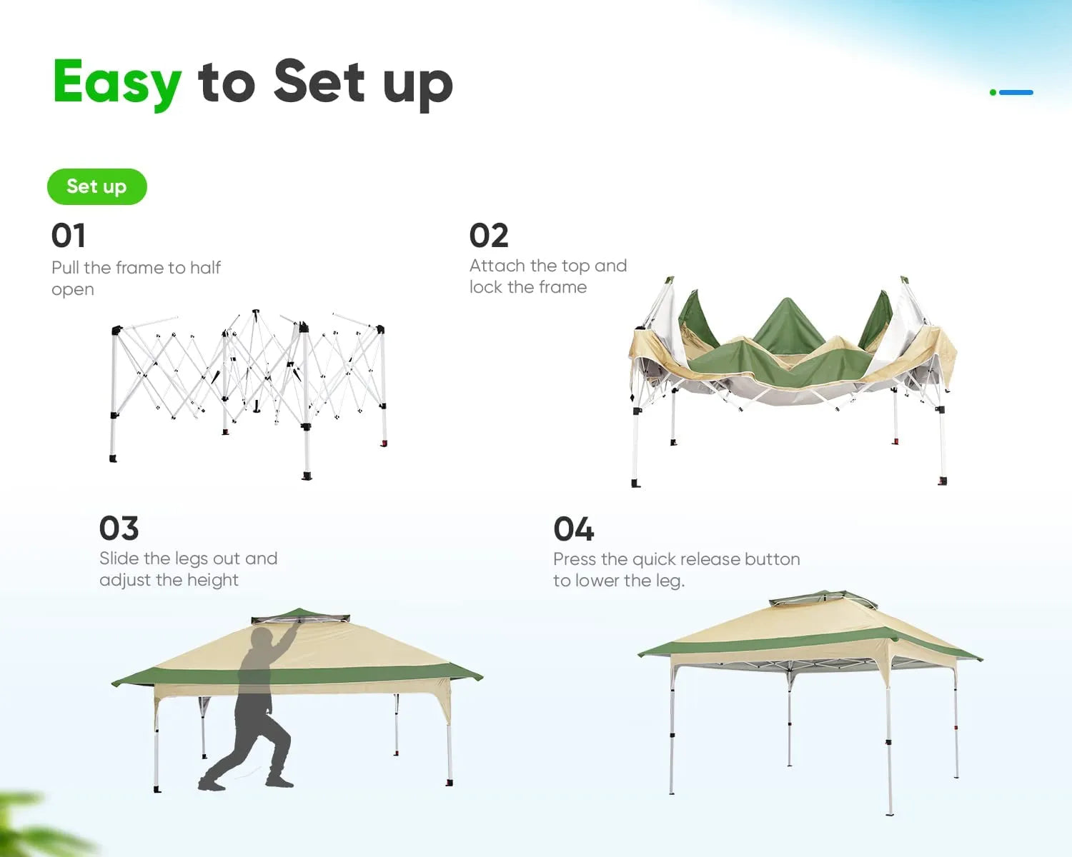 12' x 12' Instant Pop Up Canopy Tent with Carry Bag - Portable Outdoor Shelter for Camping, Beach, Picnics & Backyard Parties