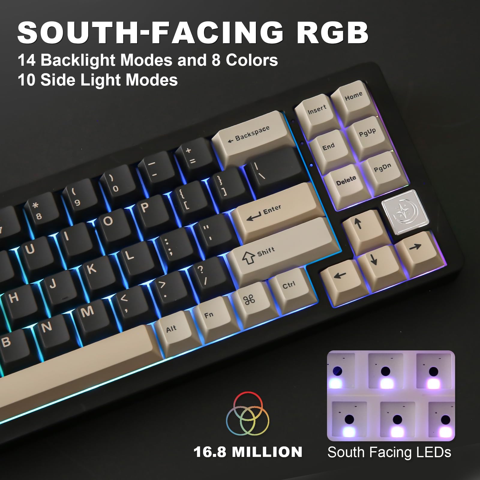YUNZII AL71 68% Mechanical Keyboard - Full Aluminum CNC Frame, Hot-Swappable Gasket Mount, 2.4GHz Wireless/BT5.0/USB-C Wired, NKRO Programmable RGB Backlit Keyboard with Creamy White Switches for Windows/Mac (Black) - Perfect for Gaming, Office Work & Typing Enthusiasts
