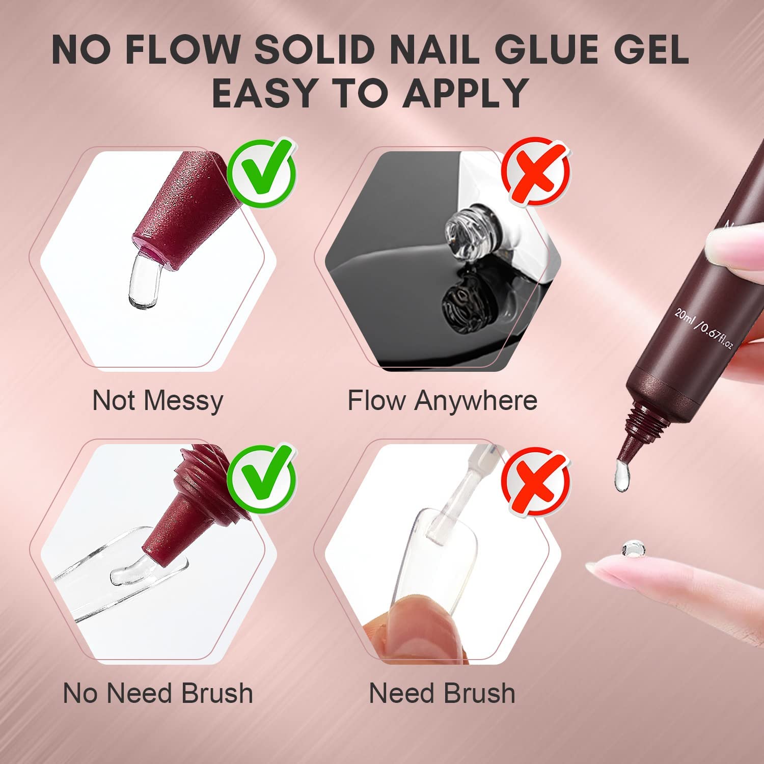 NAILWIND Professional Gel Nail Glue - 20ML Strong Adhesive for Soft Gel Nail Tips & Rhinestones | Requires UV/LED Nail Lamp | Perfect for Salon, DIY Manicures & Nail Art Designs