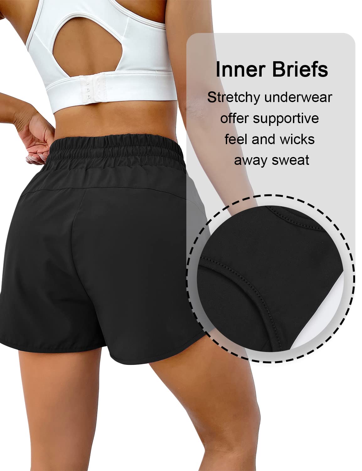 BMJL Women's High Waisted Running Shorts with Zipper Pockets - Breathable Athletic Workout Shorts for Gym, Jogging & Summer Outdoor Activities