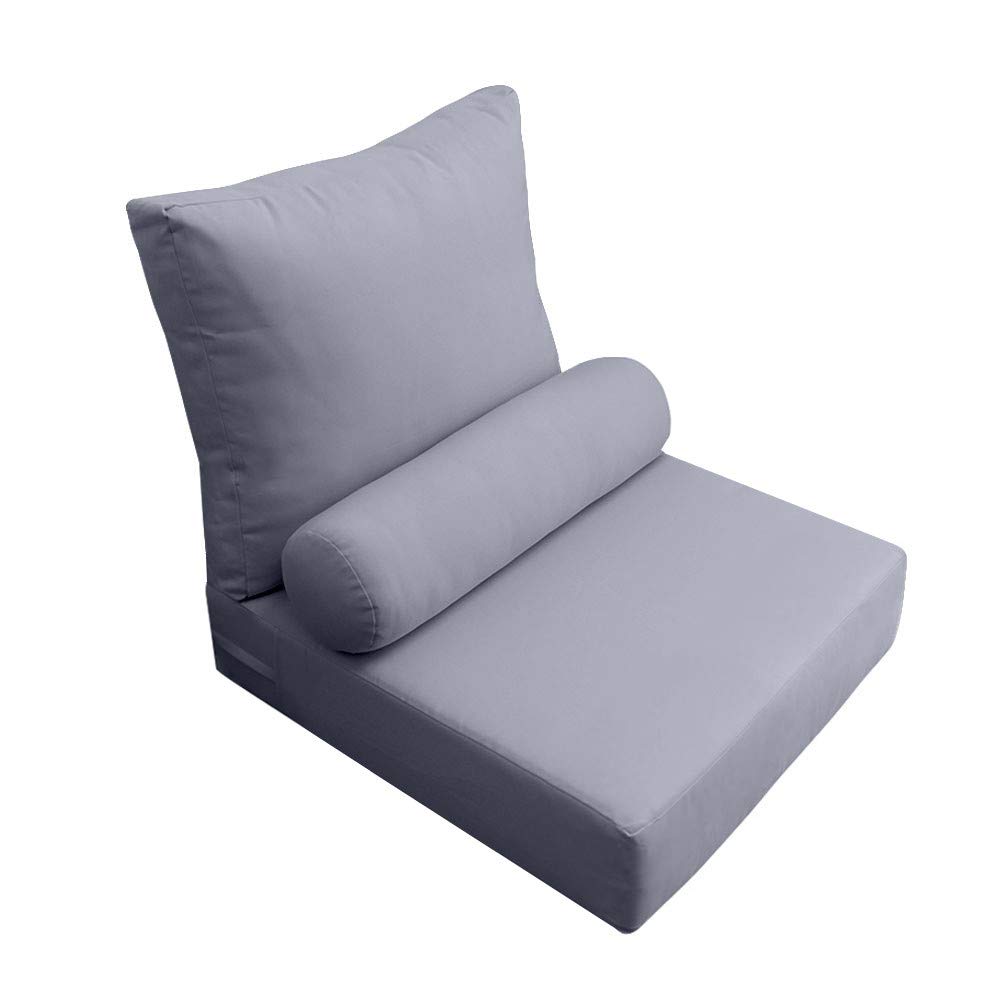 Prolinemax Knife Edge Small 23x24x6 Outdoor Deep Seat Back Rest Bolster Cushion Insert Slip Cover Set AD001 - Perfect for Patio Furniture, Deck Chairs, and Poolside Loungers