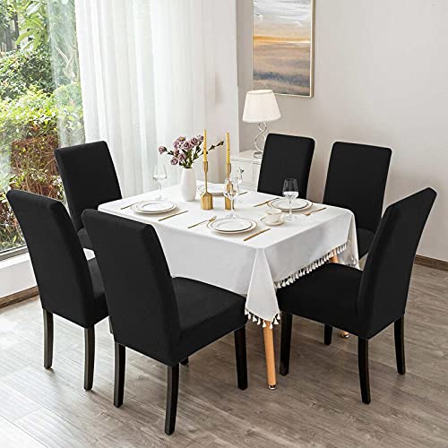 4-Pack Black Dining Chair Covers - Stretchable Slipcovers for Parsons Chairs, Kitchen & Dining Room Seat Protectors - Perfect for Home, Restaurant, and Party Decor
