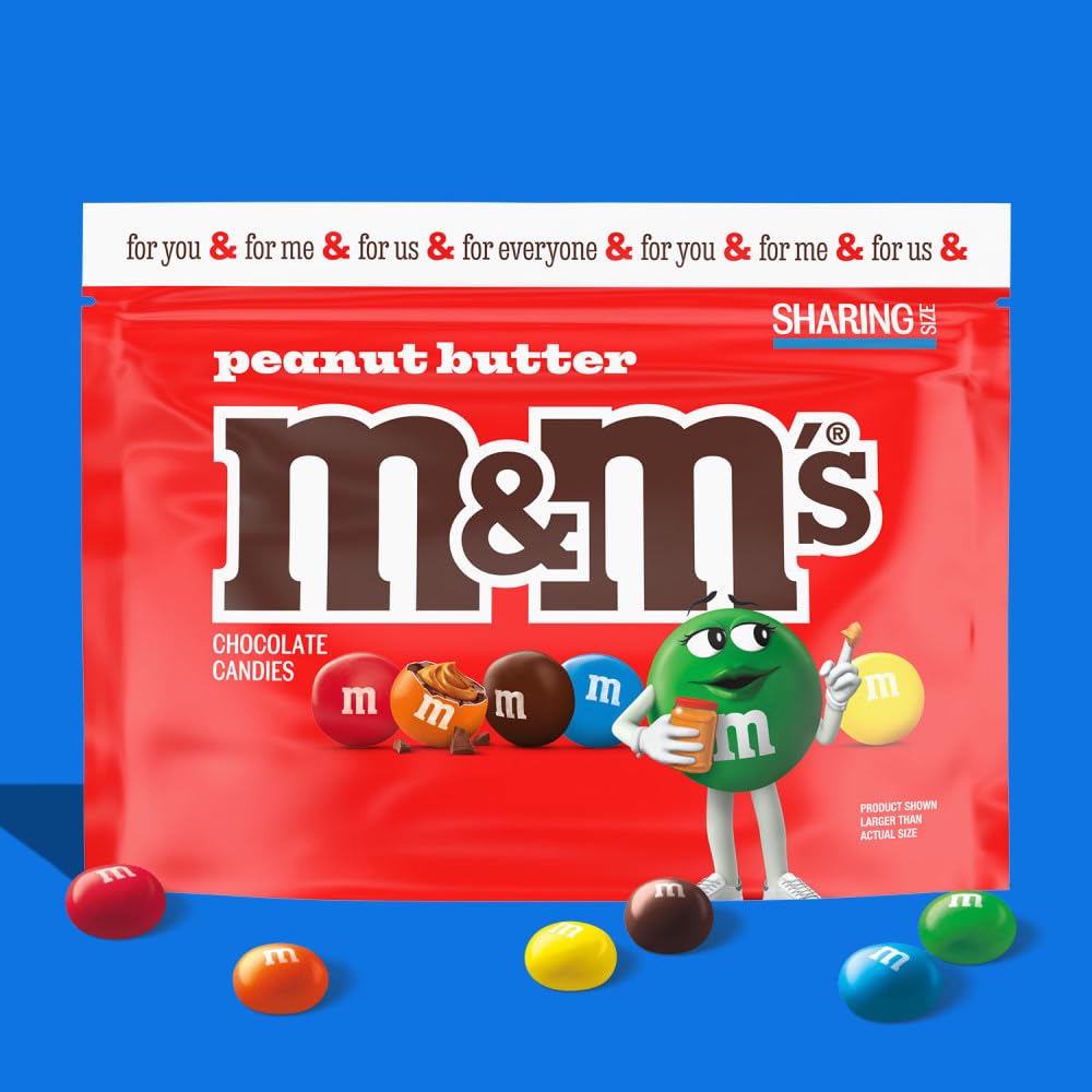 M&M'S Peanut Butter Milk Chocolate Candy - 9 oz Sharing Size Bag | Bulk Candy for Parties, Office Snacks & Halloween Treats