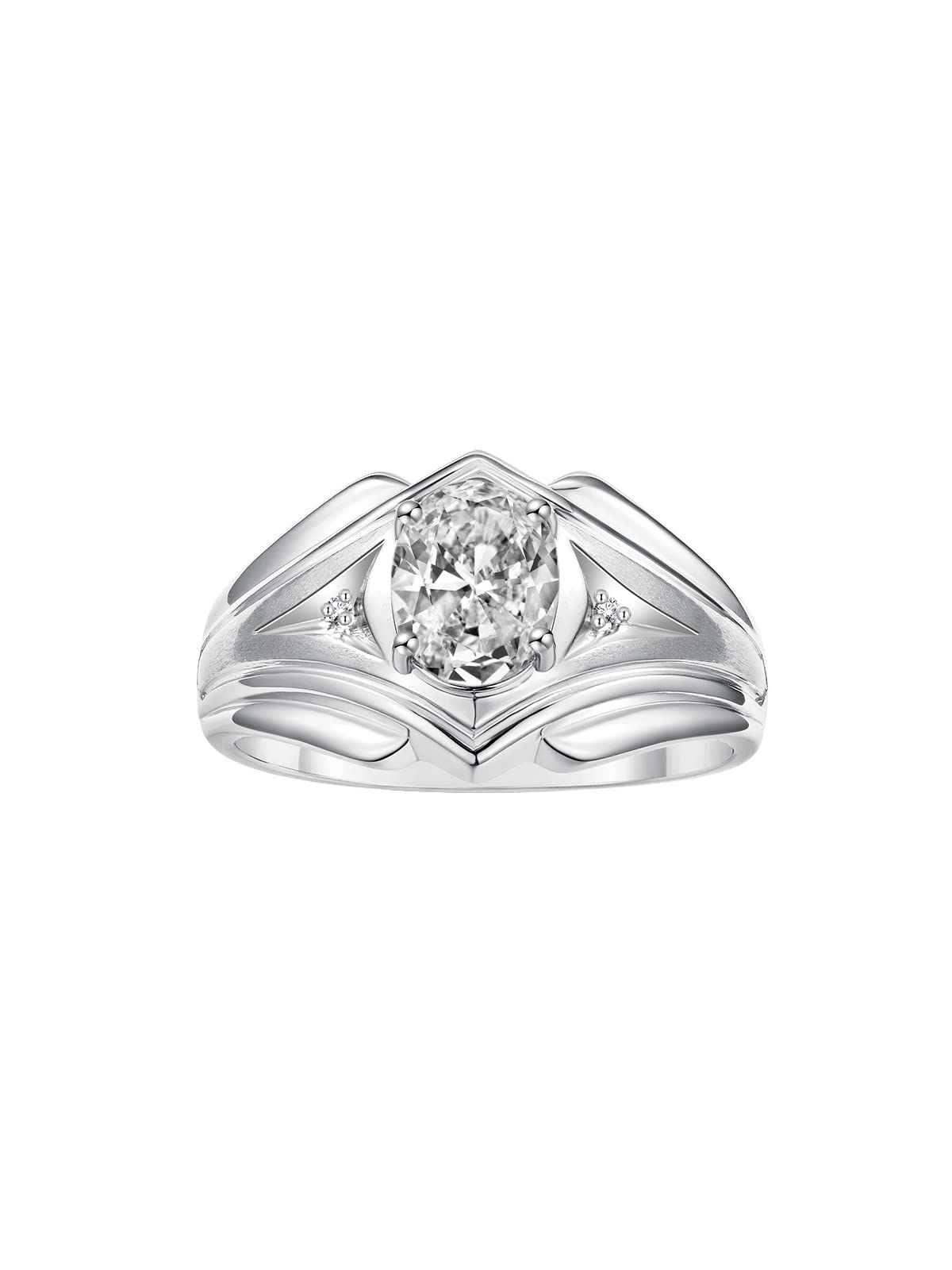 Rylos Men's Sterling Silver Rings - Classic 9X7MM Oval Gemstone & Diamond Ring with Birthstone Options (Sizes 8-13) | Perfect for Weddings, Anniversaries & Gifts