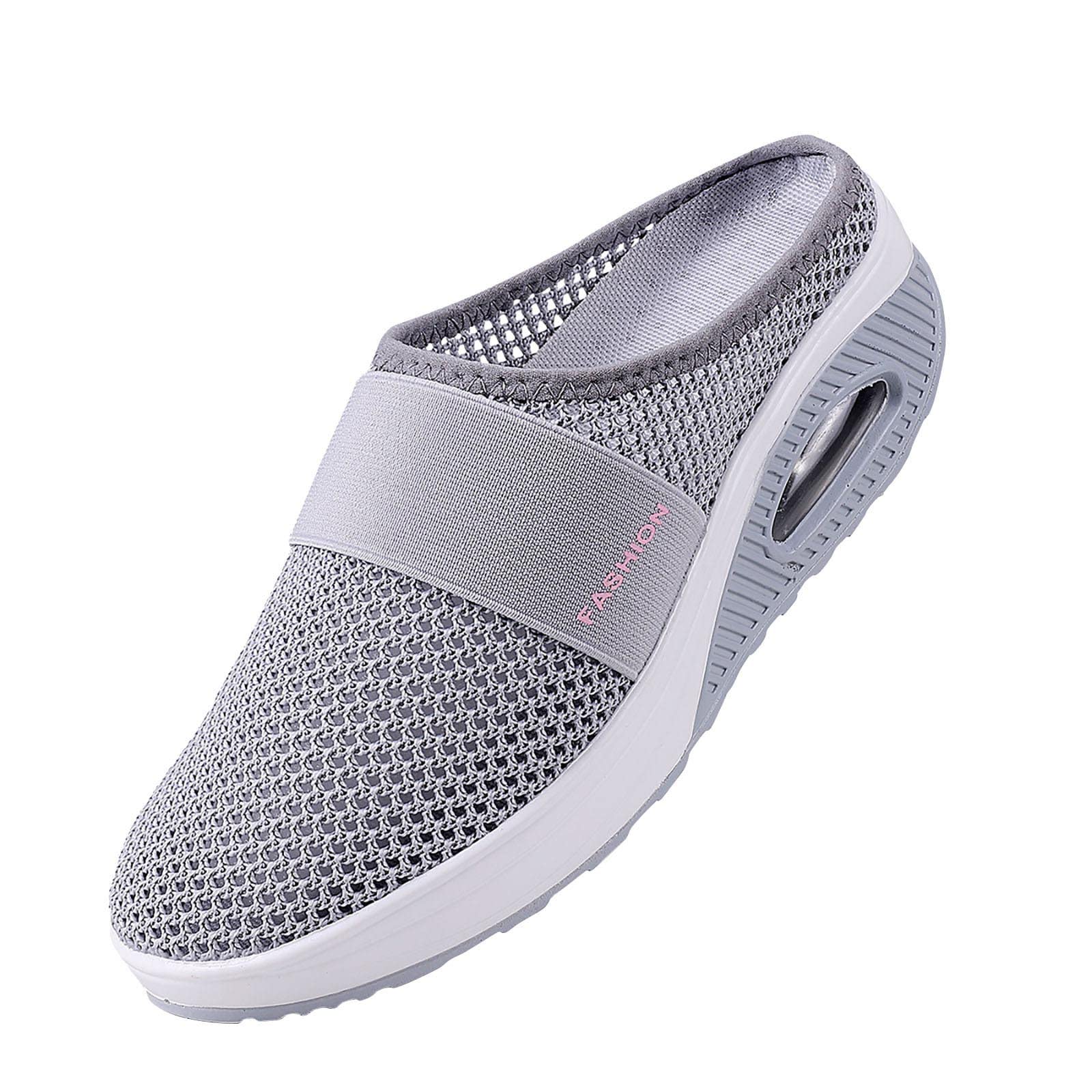Women's Breathable Mesh Slip-On Sneakers - Casual Walking Shoes with Round Toe & Wedge Heel for Work, Home & Outdoor Comfort