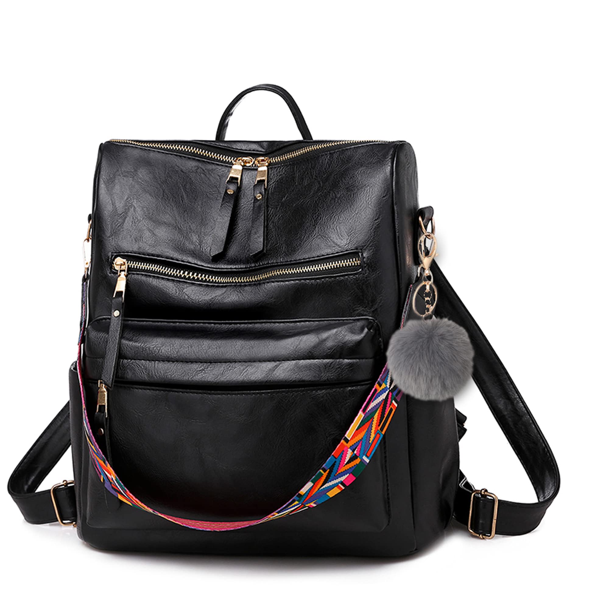 ROOSALANCE Leather Women Backpack - Convertible Shoulder Bag for Work & Travel