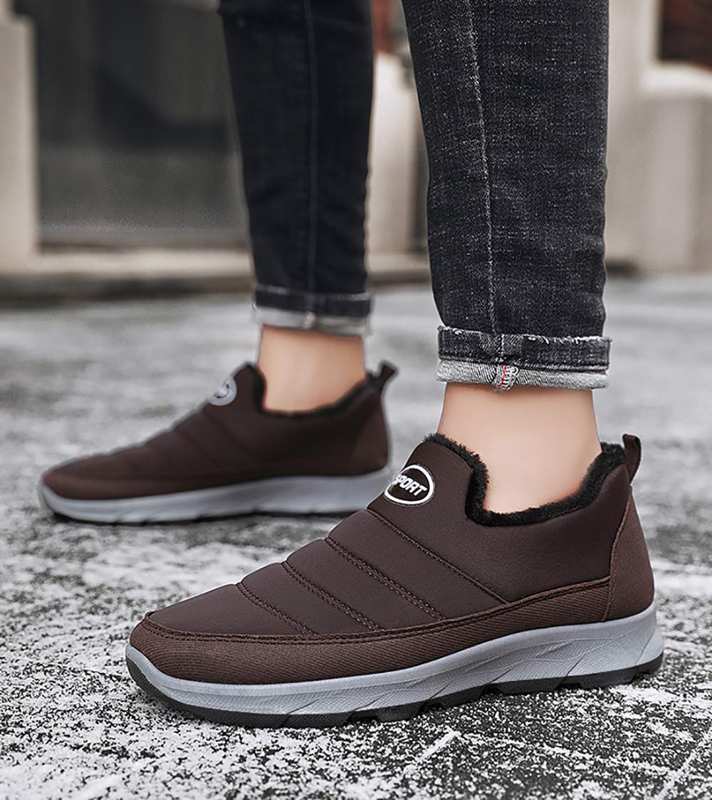JITUUE Men's Cashmere Winter Boots - Warm Comfortable Slip-On Snow Boots for Middle-Aged & Elderly - Perfect for Casual Wear, Outdoor Walking & Cold Weather