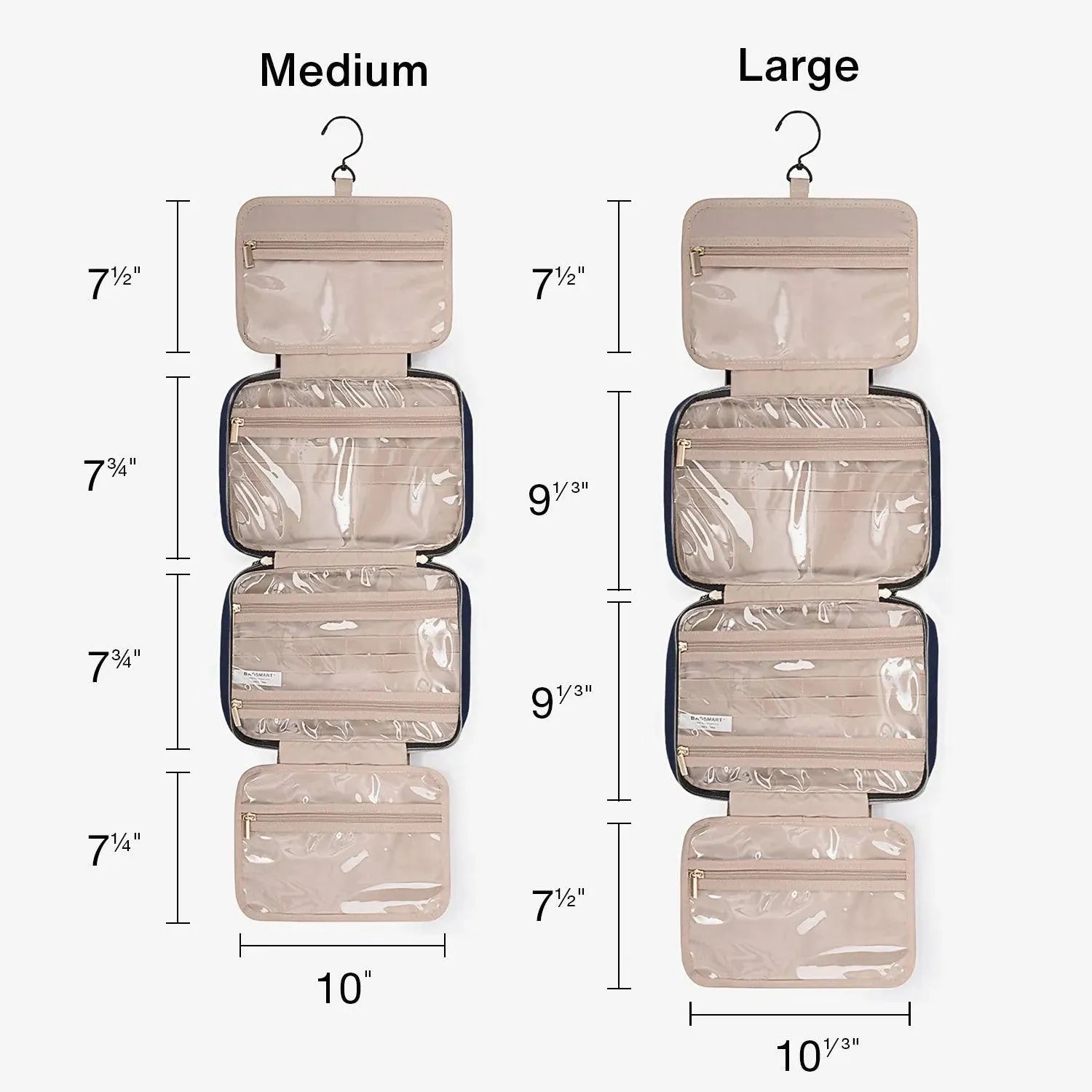 Bonchemin Blue Space Saver Toiletry Bag - Waterproof Hanging Travel Cosmetic Organizer for Bathroom, Gym & Camping Trips