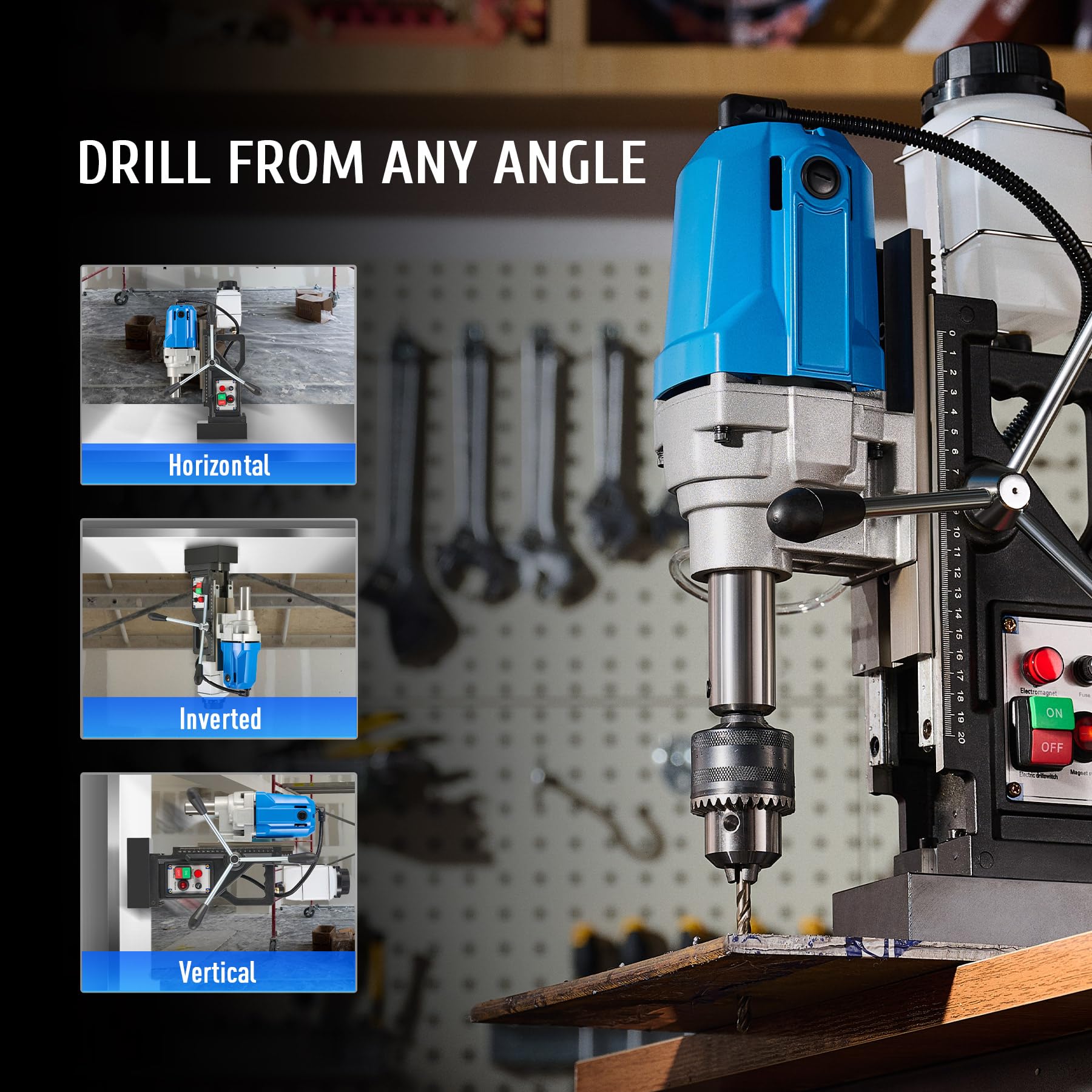 ZELCAN 1100W Heavy Duty Portable Magnetic Drill Press - 2700 lbf Power, 1.6