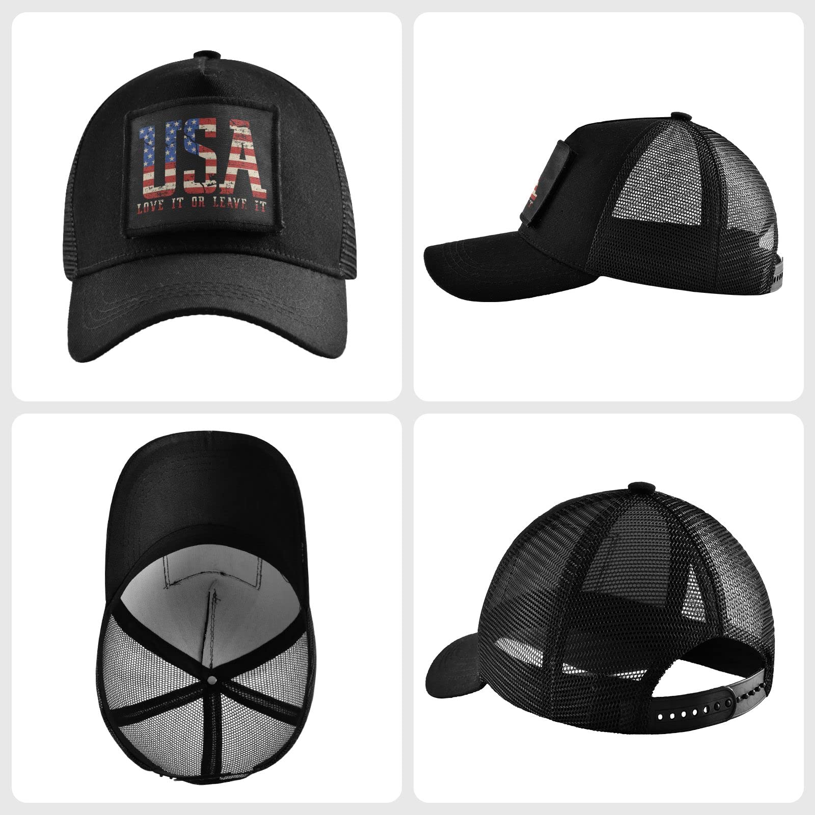 Sinestour USA American Flag Baseball Cap - Low Profile Dad Hat for Men & Women - Adjustable Army Style Unisex Black Hat - Perfect for Outdoor Sports, Patriotic Events & Casual Wear