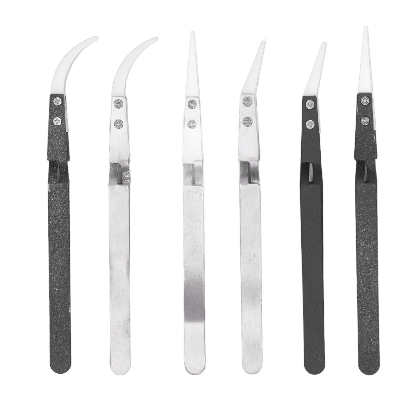 6 Pcs Anti-Magnetic Welding Tweezers, Stainless Steel Ceramic Tweezers, Reverse Design Heat-Resistant Tweezers for Welding Joints – Perfect for Jewelry Making, Electronics Repair & DIY Projects