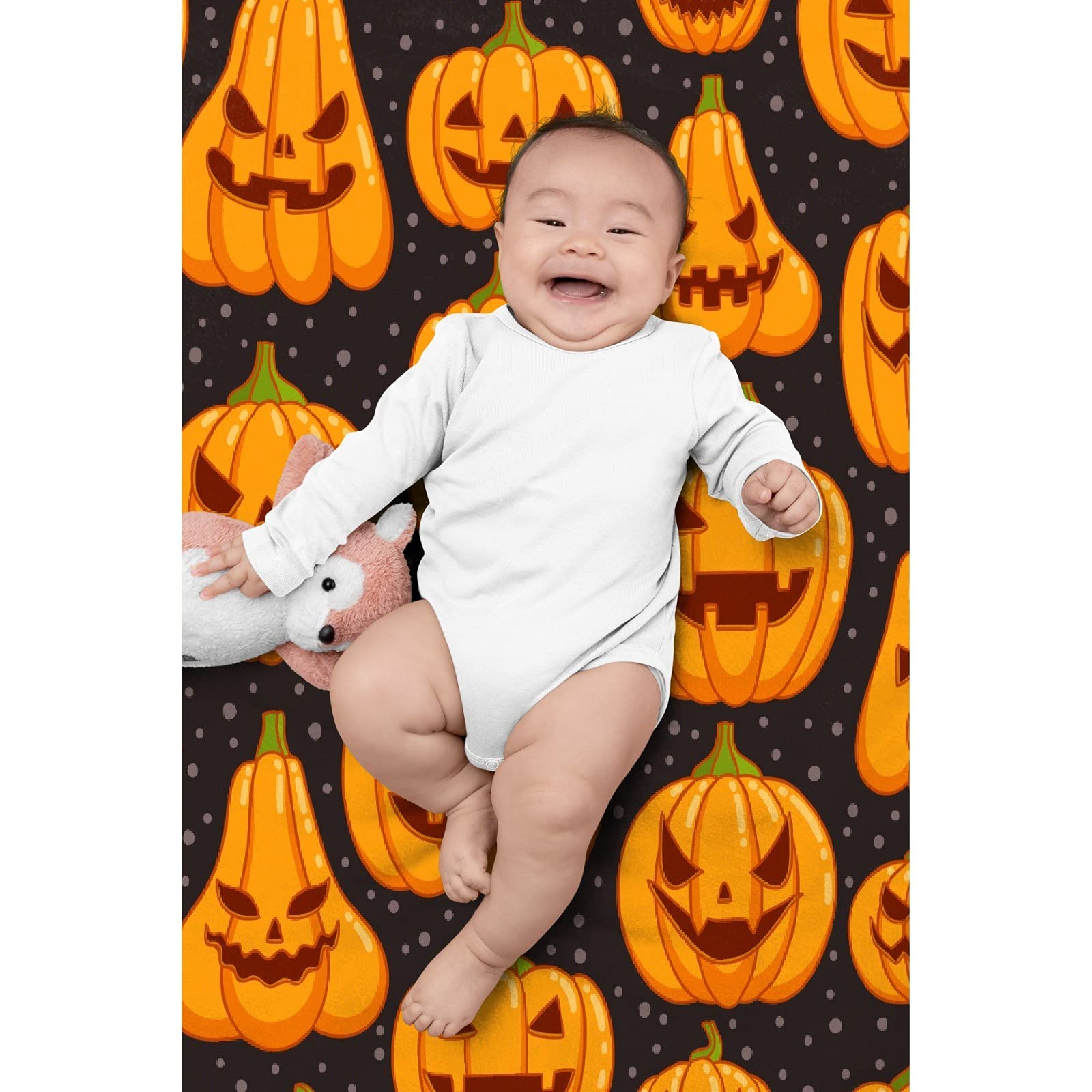 Halloween Pumpkin Flannel Blanket - Super Soft & Warm Cozy Shaggy Throw - 120x90 Inch Lightweight Bed Blanket for Couch, Sofa & Family Use - Perfect for Fall Decor, Movie Nights & Seasonal Home Comfort