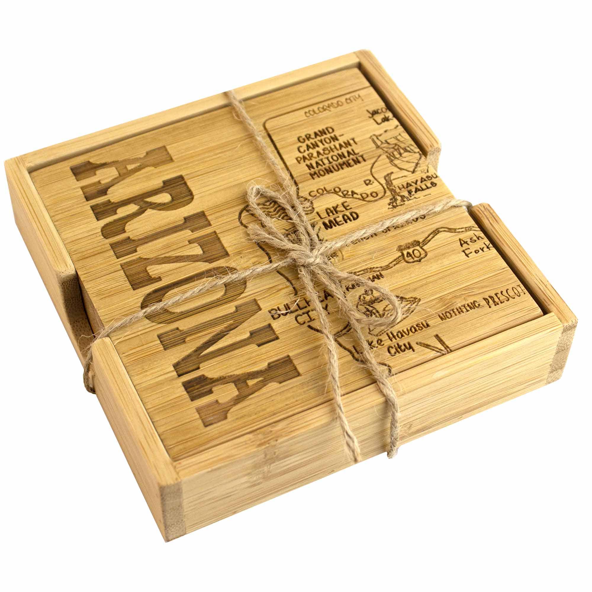 4 Piece Arizona Puzzle Coaster Set with Case - Fun & Durable Drink Coasters for Home, Office, or Game Room Decor