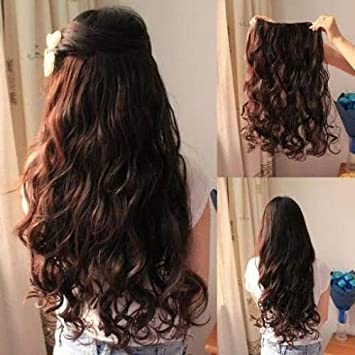 Views Women's Synthetic Curly Hair Extensions for Weddings - 20-24 Inches Clip-in Hairpiece (5 Clips, Natural Black Brown) - Perfect for Bridal, Prom, and Special Occasions