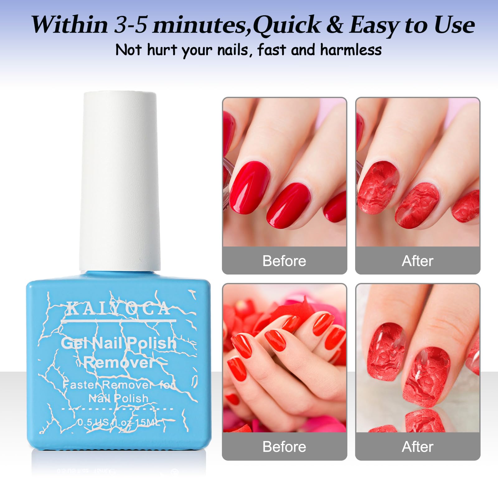 Gel Nail Polish Remover Kit with Cuticle Pusher & Nail Scraper - Non-Irritating, Fast-Acting Formula, No Foil or Soaking Required - Perfect for At-Home Manicures & Salon-Quality Nail Care