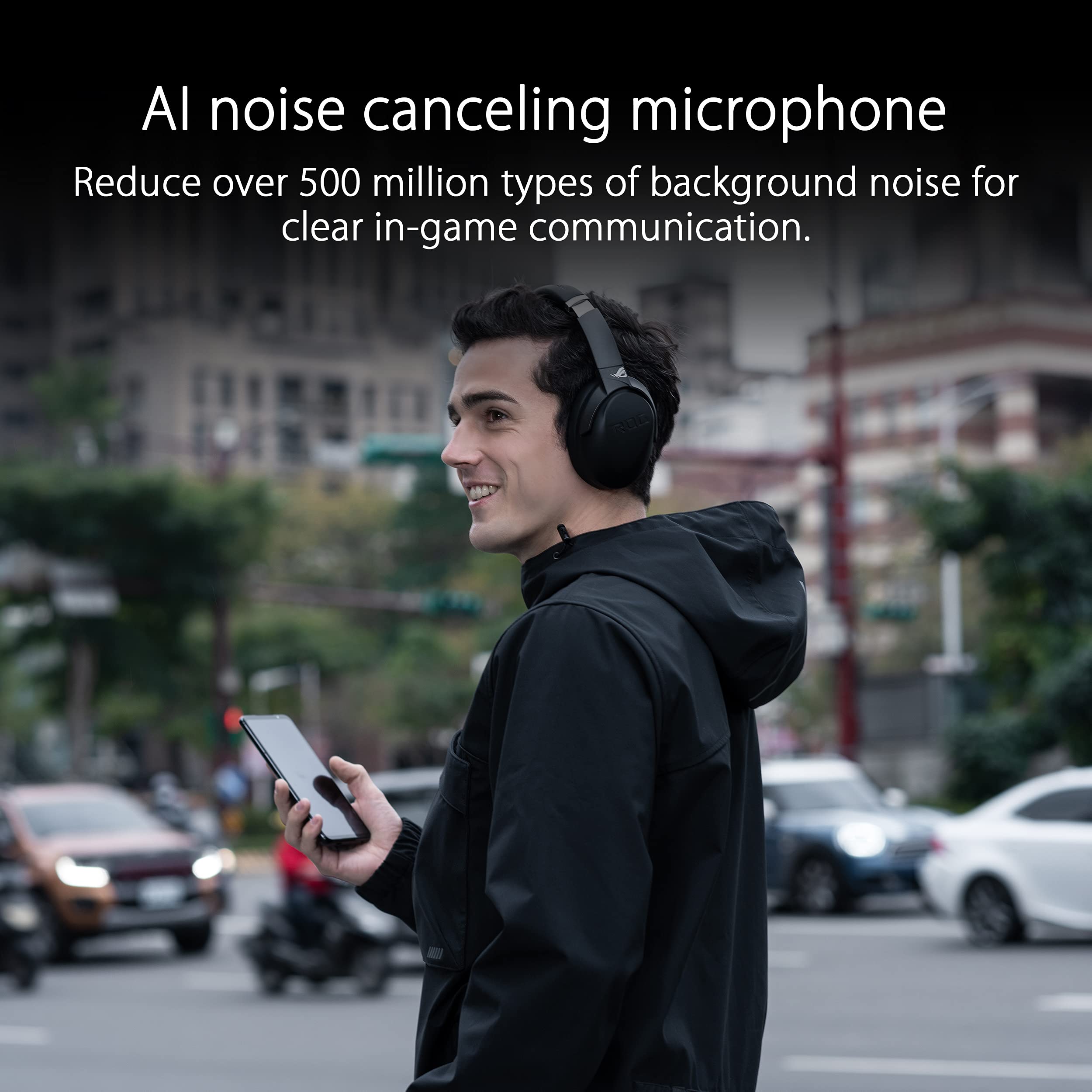 ASUS ROG Strix Go BT Wireless Gaming Headset with AI Noise-Canceling Mic | Hi-Res Audio & Active Noise Cancellation | Bluetooth 5.0 & 3.5mm Jack | Compatible with PC, PS5, Nintendo Switch, Mobile | Perfect for Gaming, Streaming & Remote Work