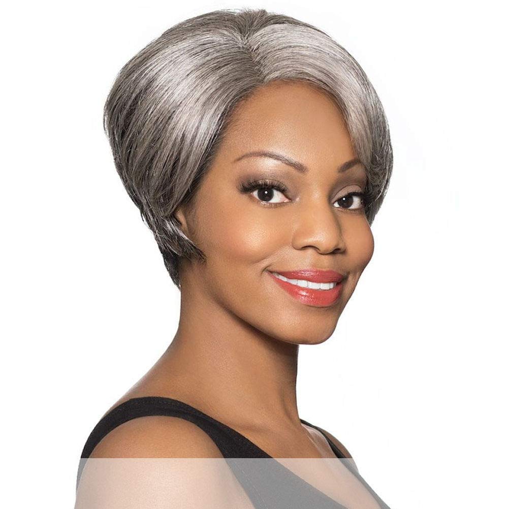 Foxy Silver Synthetic Lace Part Wig - Jet Black Human Hair-Like Wig for Women | Perfect for Daily Wear, Cosplay & Special Occasions