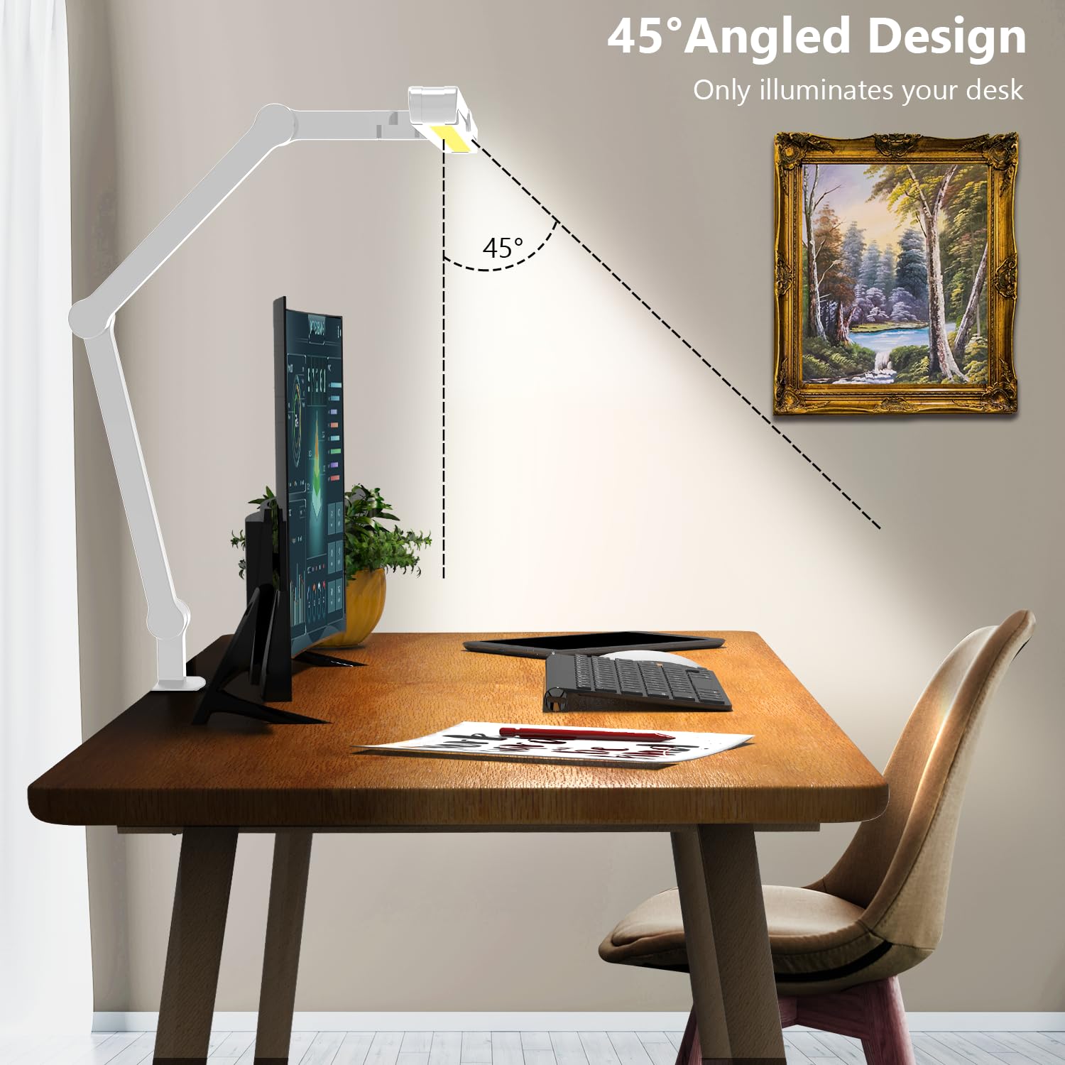 3000 Lumen Super Bright LED Desk Lamp with Clamp - 47 Inch Adjustable Architect Lamp, Dimmable Office Lighting with Monitor Light Bar for Home & Computer Workspace | Perfect for Studying, Gaming, and Professional Tasks