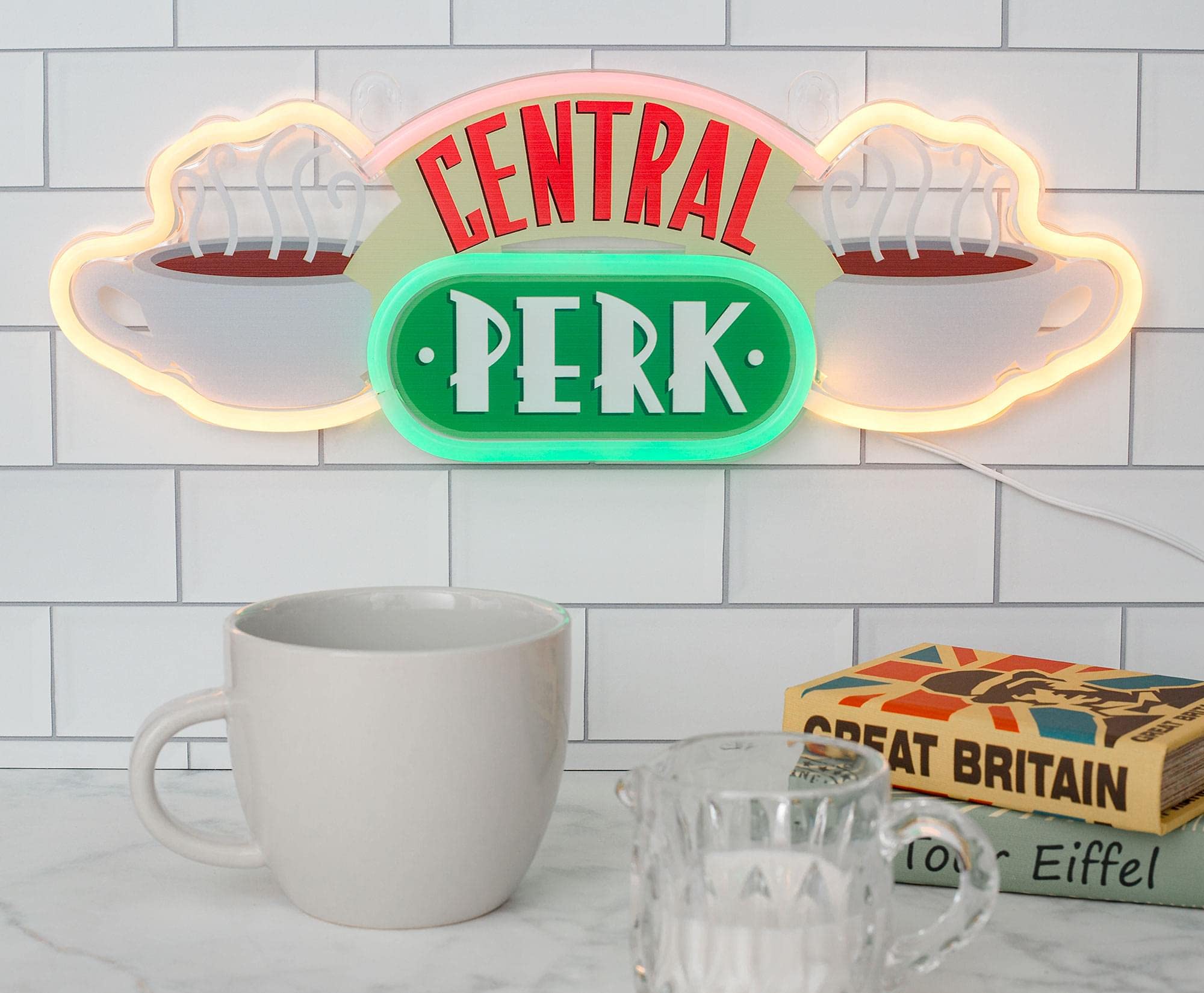 Ukonic Friends TV Show Central Perk Coffee Shop 16-Inch Neon Light Sign Replica - Official Licensed Home Decor Collectible - Hanging LED Wall Light for Living Room, Bedroom, Bar & Cafe Decor - Trendy Room Essentials for Fans & Gift Ideas